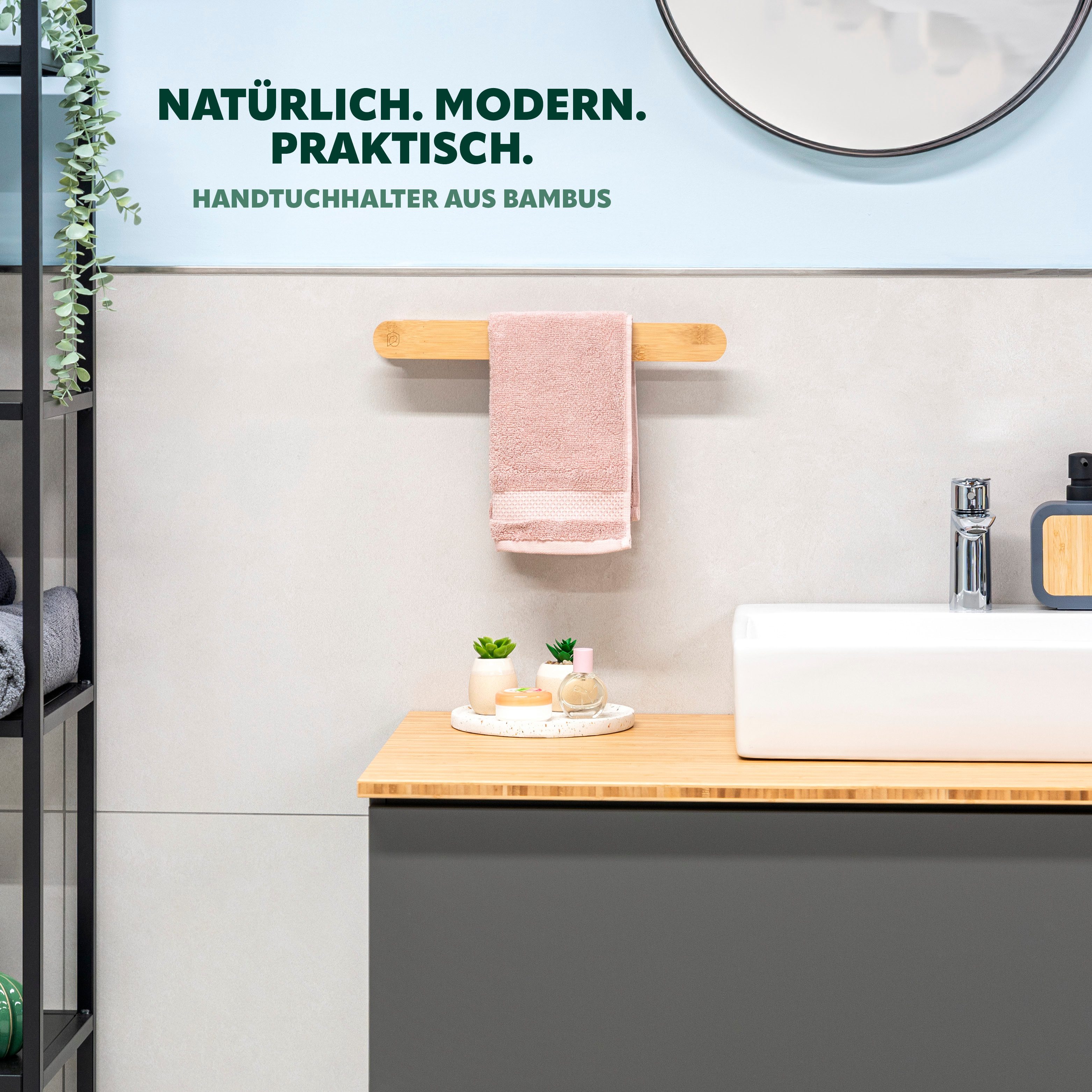 eluno Handtuchstange selbstklebend, Handtuchhalter aus Bambus günstig online kaufen