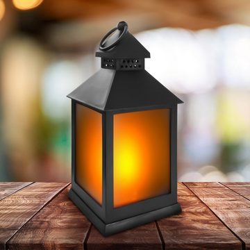 EAXUS LED Laterne Sturmlaterne mit Flammeneffekt Kerze - Wohnzimmer & Garten, Täuschend echter Flackereffekt, LED fest integriert, Warmweiß, Flackerndes Windlicht mit Milchglas-Optik