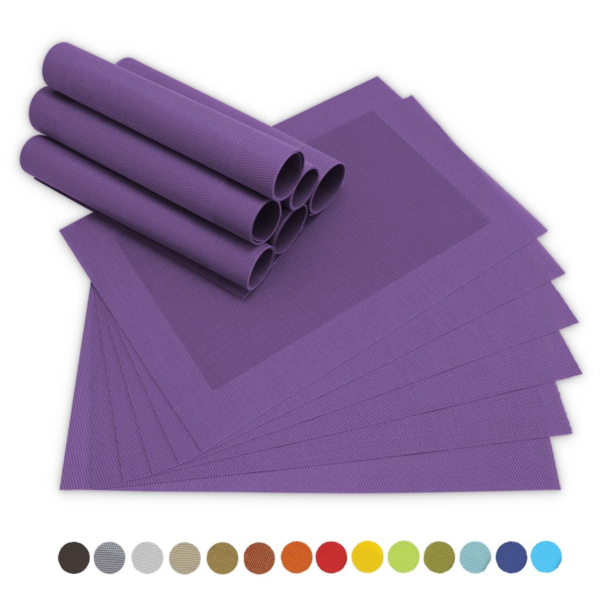 matches21 HOME & HOBBY Platzset Tischsets BORDA 12er Set Violett als Tischuntersetzer, (12-St), Abwaschbare Platzsets als Tischunterlagen für Ess-Tisch Tisch-Deko