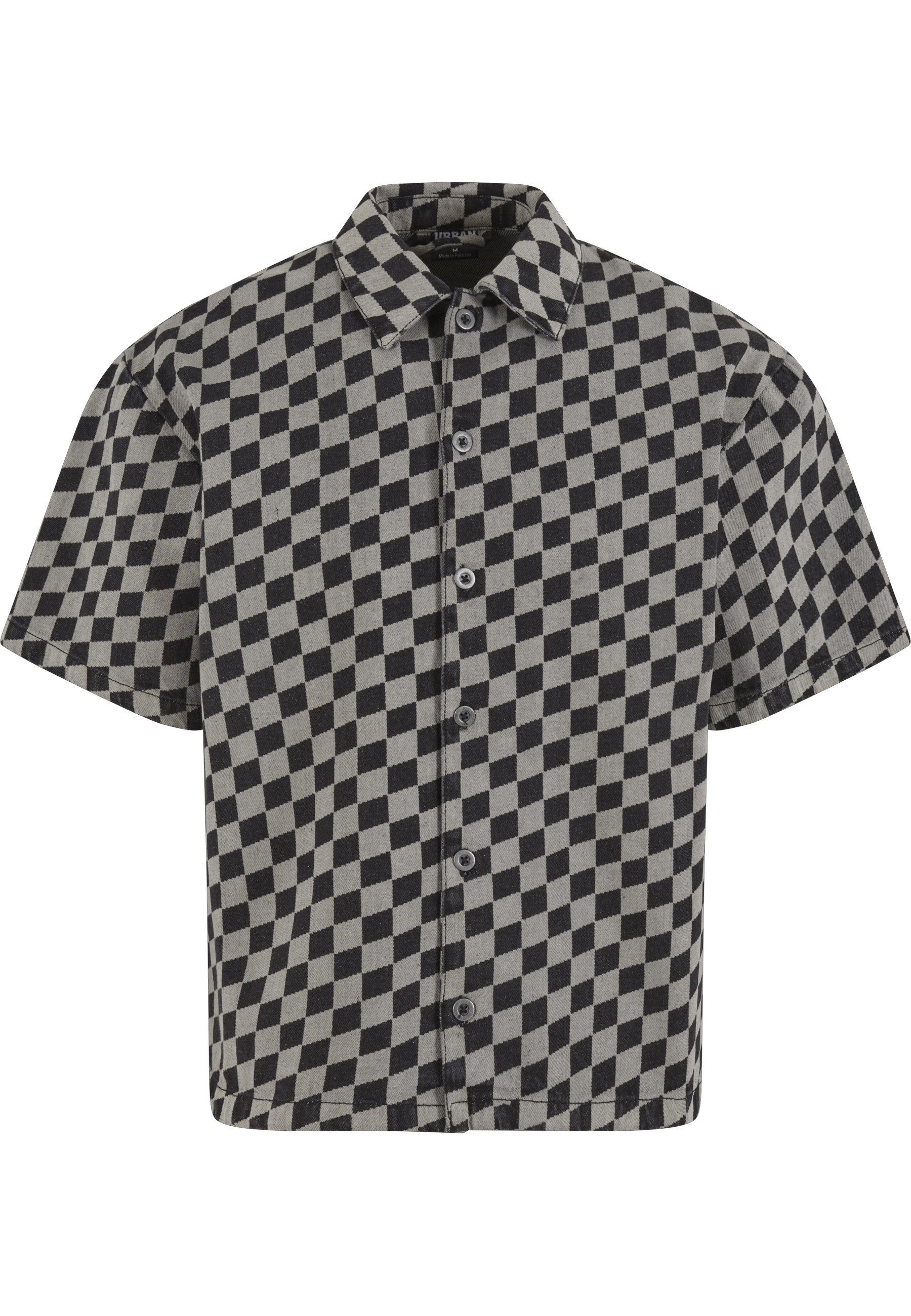 URBAN CLASSICS Langarm-Poloshirt Urban Classics Laser Check Printed Boxy Shirt (1-tlg)