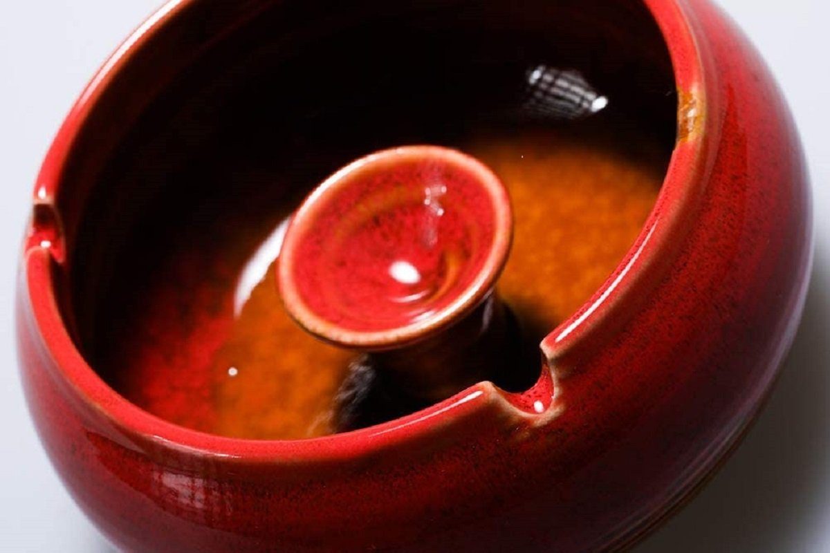 COOL-i ® Aschenbecher, Keramik Rot Aschenbecher mit Deckel aus
