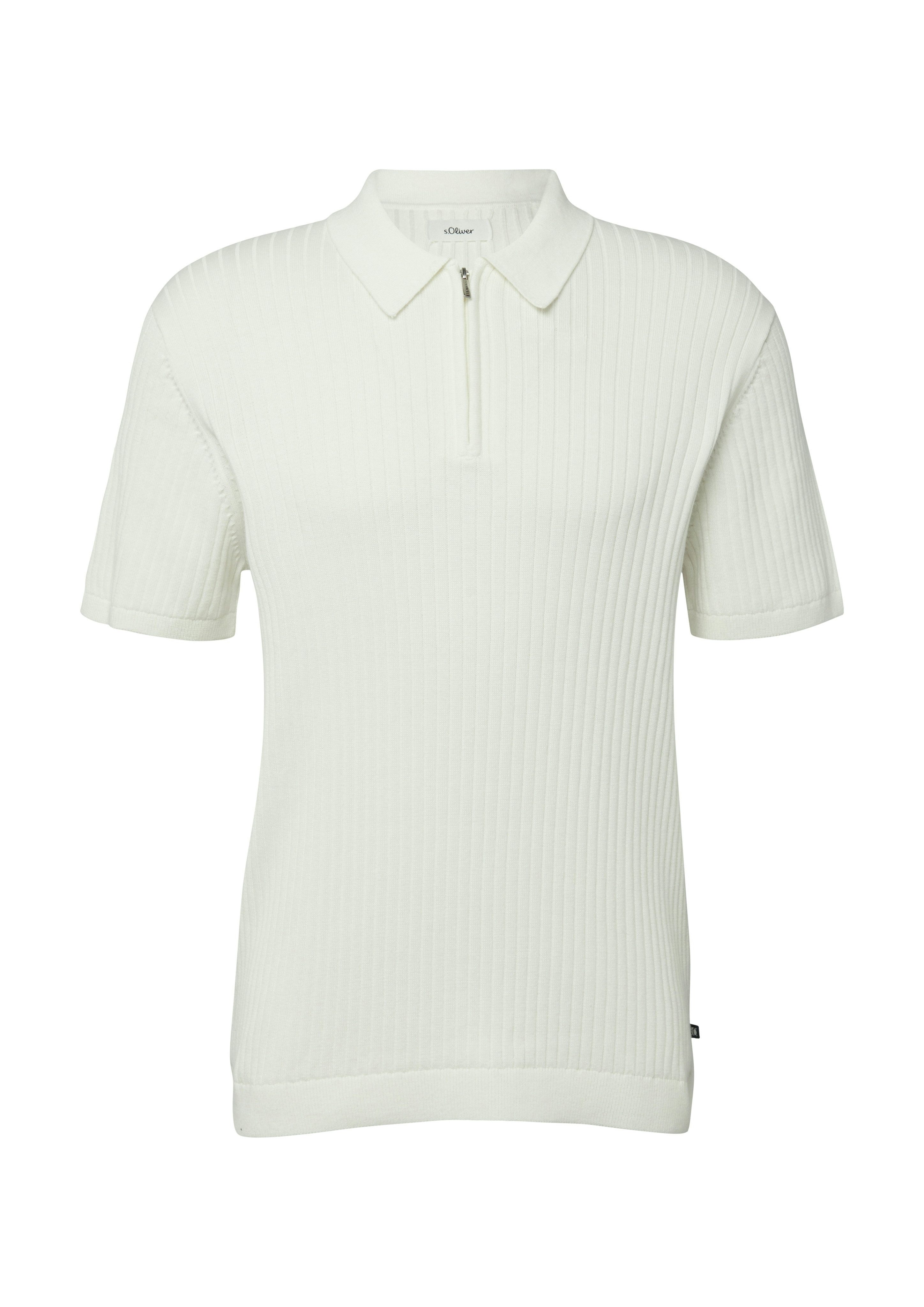s.Oliver Poloshirt mit Strick-Muster und kurzes Reißverschluss – Bild 4 von 4