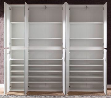 Furn.Design Garderobenschrank Reflect (Schuhschrank in weiß, 10-türig, 185 x 191 cm) variable Inneneinteilung, bis 27 Fächer