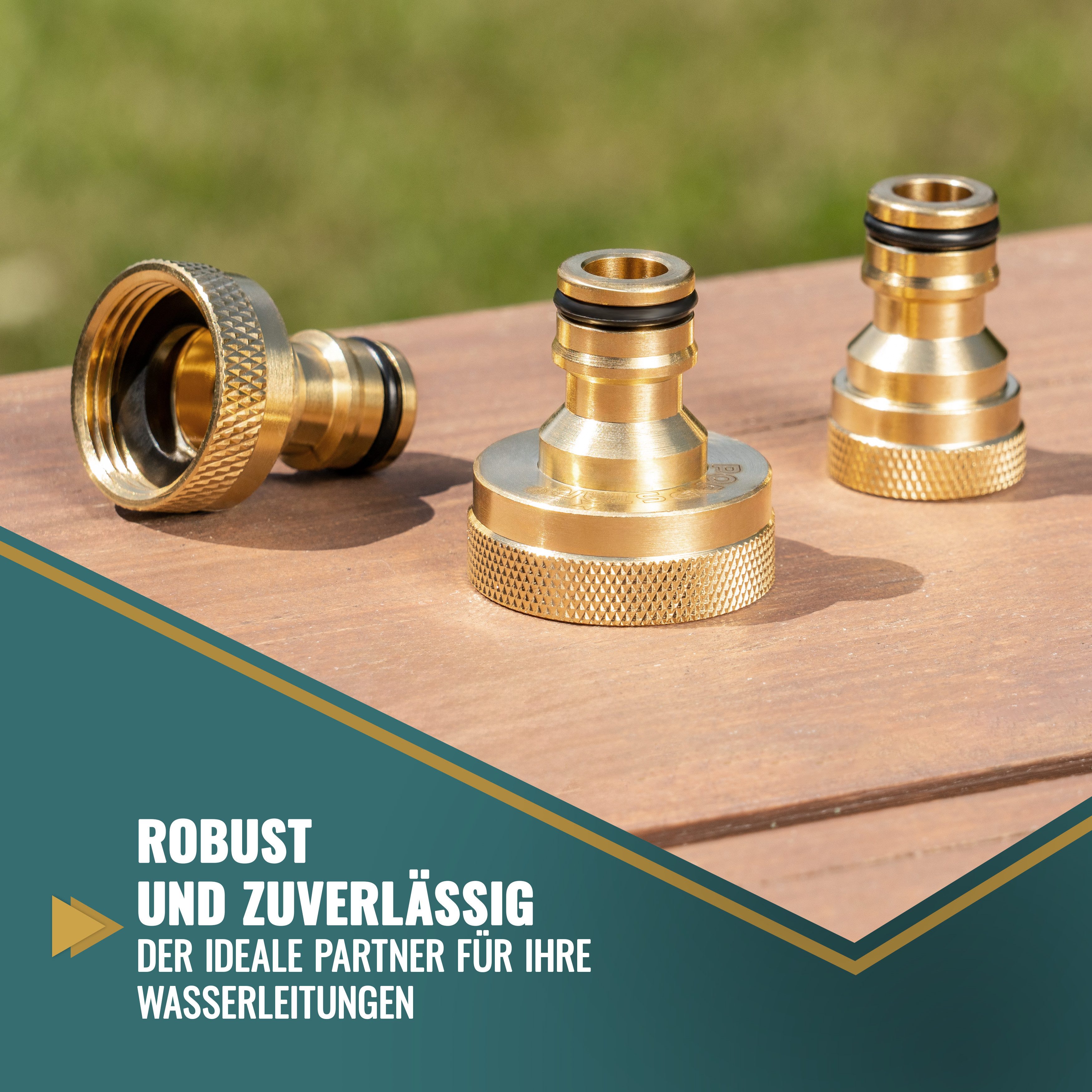 Poppstar Anschlussstück, 2x Wasserhahn-Verbinder für Schlauch (1/2" IG auf Steckkupplung)