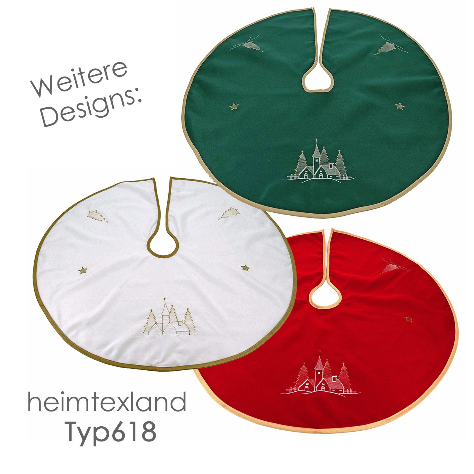 heimtexland Weihnachtsbaumdecke Weihnachtsdeko Baumschmuck Christbaumdecke Baumteppich (1-tlg), Weihnachtsbaum Deko bestickt Baumständer Schürze