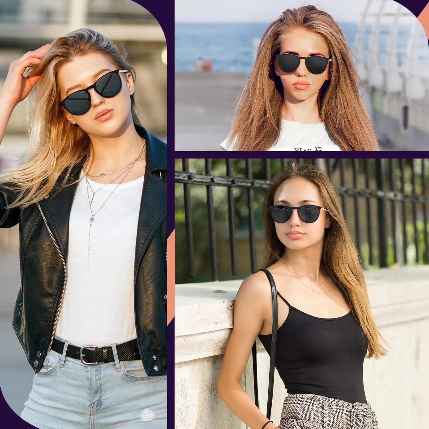 LuxusKollektion Retrosonnenbrille Sonnenbrille Polarisierte Damen UV400 Cateye Retro Power Schwarz – Bild 3 von 5