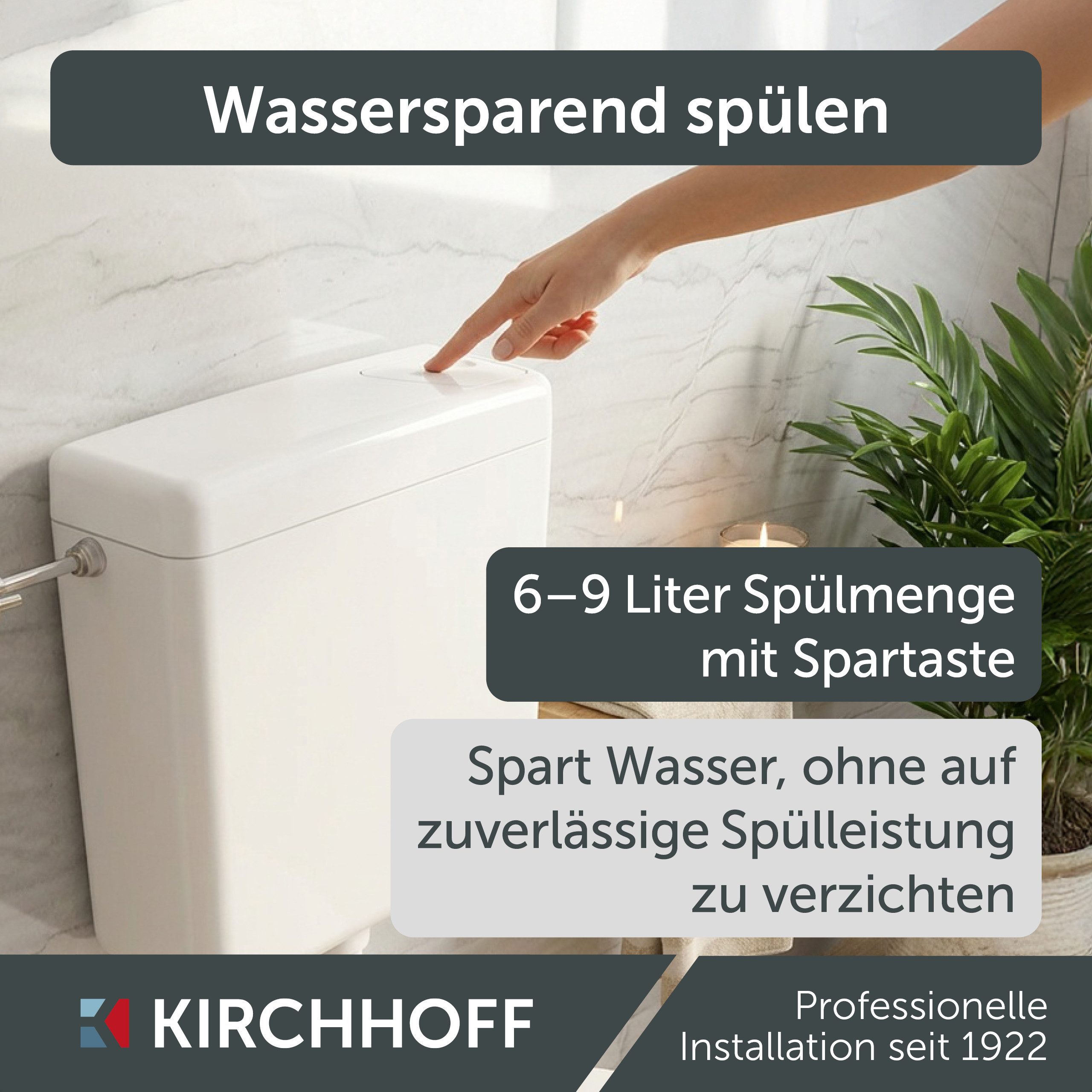 Kirchhoff Spülkasten Spülkasten 1000, Weiß, mit Spartaste, 6-9 l