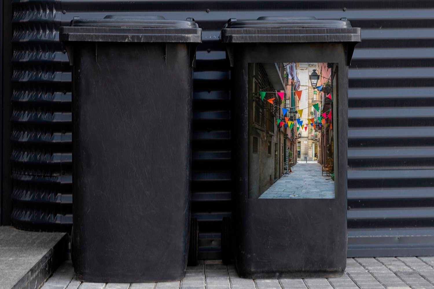(1 Farbe Barcelona Abfalbehälter St), MuchoWow Container, Mülltonne, Wandsticker - Flaggen Mülleimer-aufkleber, Sticker, -