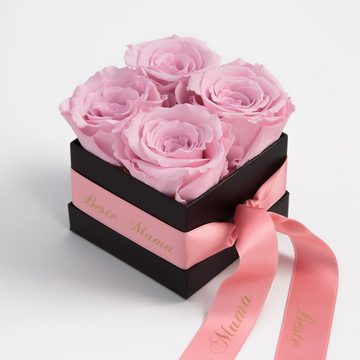 Kunstblume Beste Mama Infinity Rosenbox Rosen mit Duft echte konservierte Blumen Rose, ROSEMARIE SCHULZ Heidelberg, Höhe 8,5 cm, haltbar bis zu 3 Jahre