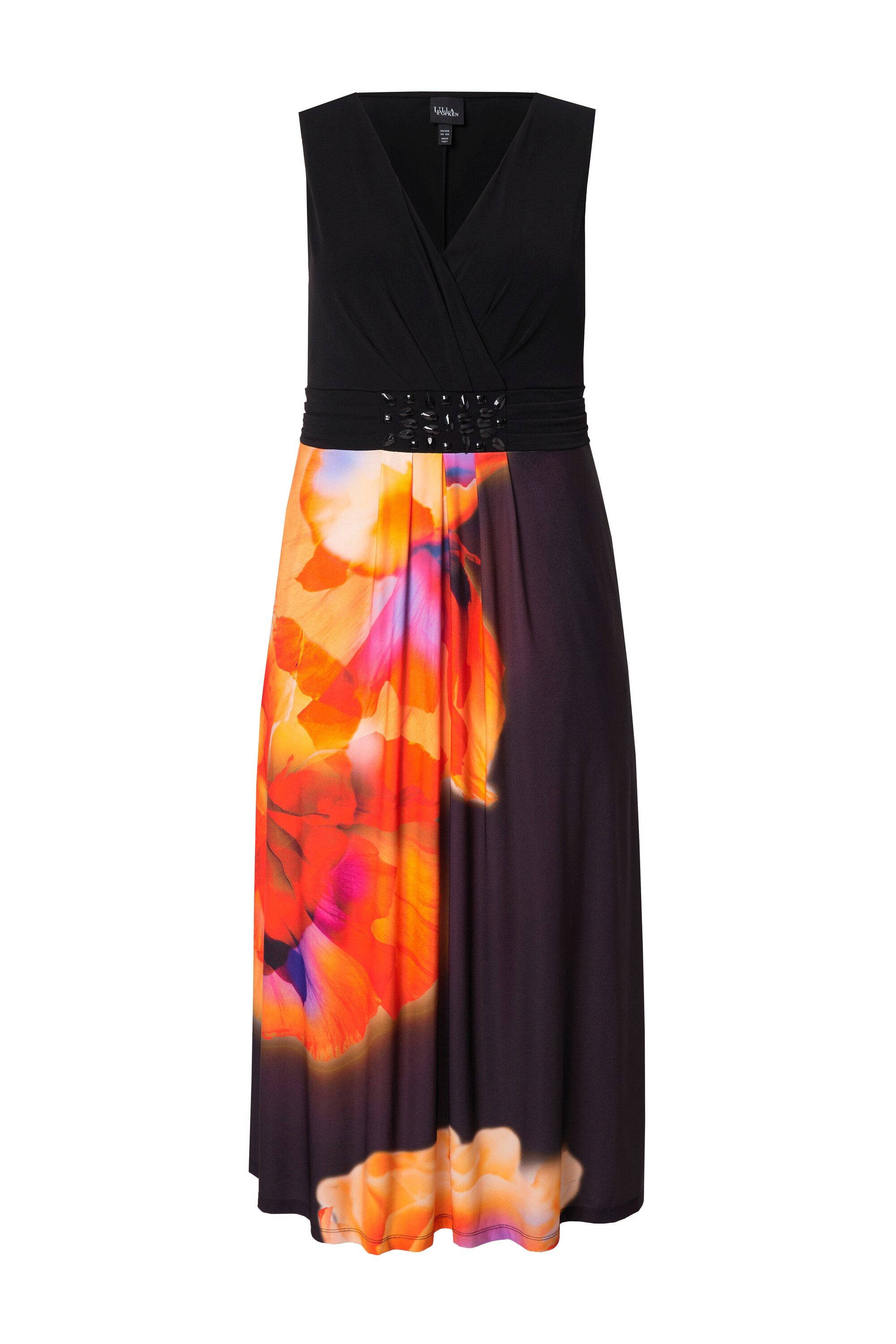Ulla Popken Cocktailkleid Maxikleid XL-Blüten A-Linie günstig online kaufen