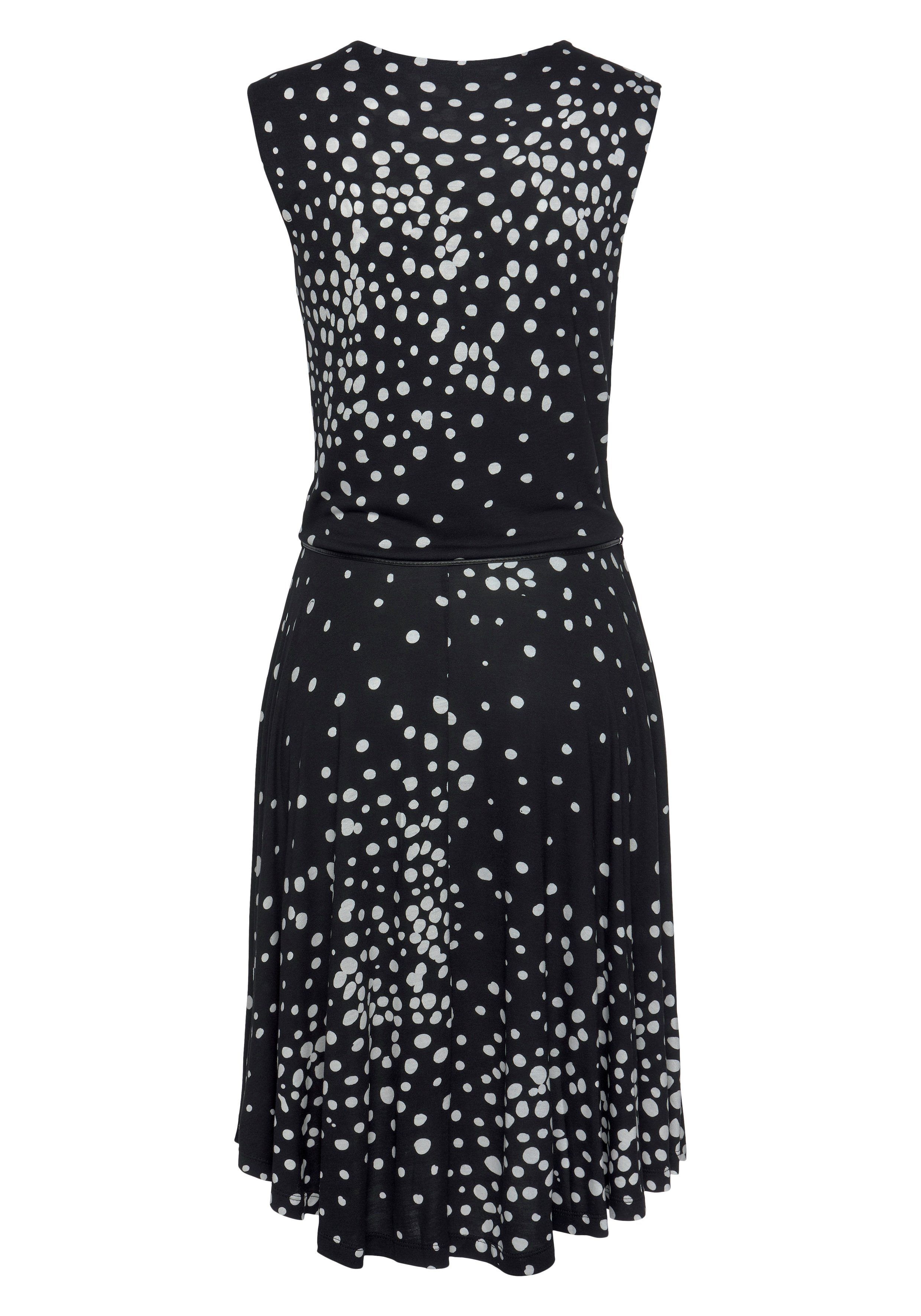 Vivance Jerseykleid mit Punktedruck und V-Ausschnitt (mit Bindegürtel) modisches Sommerkleid, Pünktchenkleid, Strandkleid