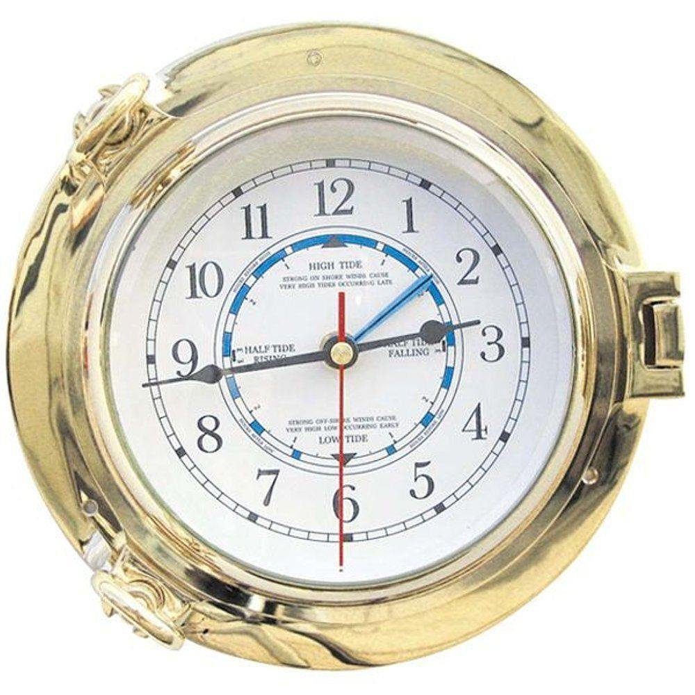 Linoows Uhr Wanduhr mit Tidenanzeige, Bullaugen Tidenuhr 22 cm