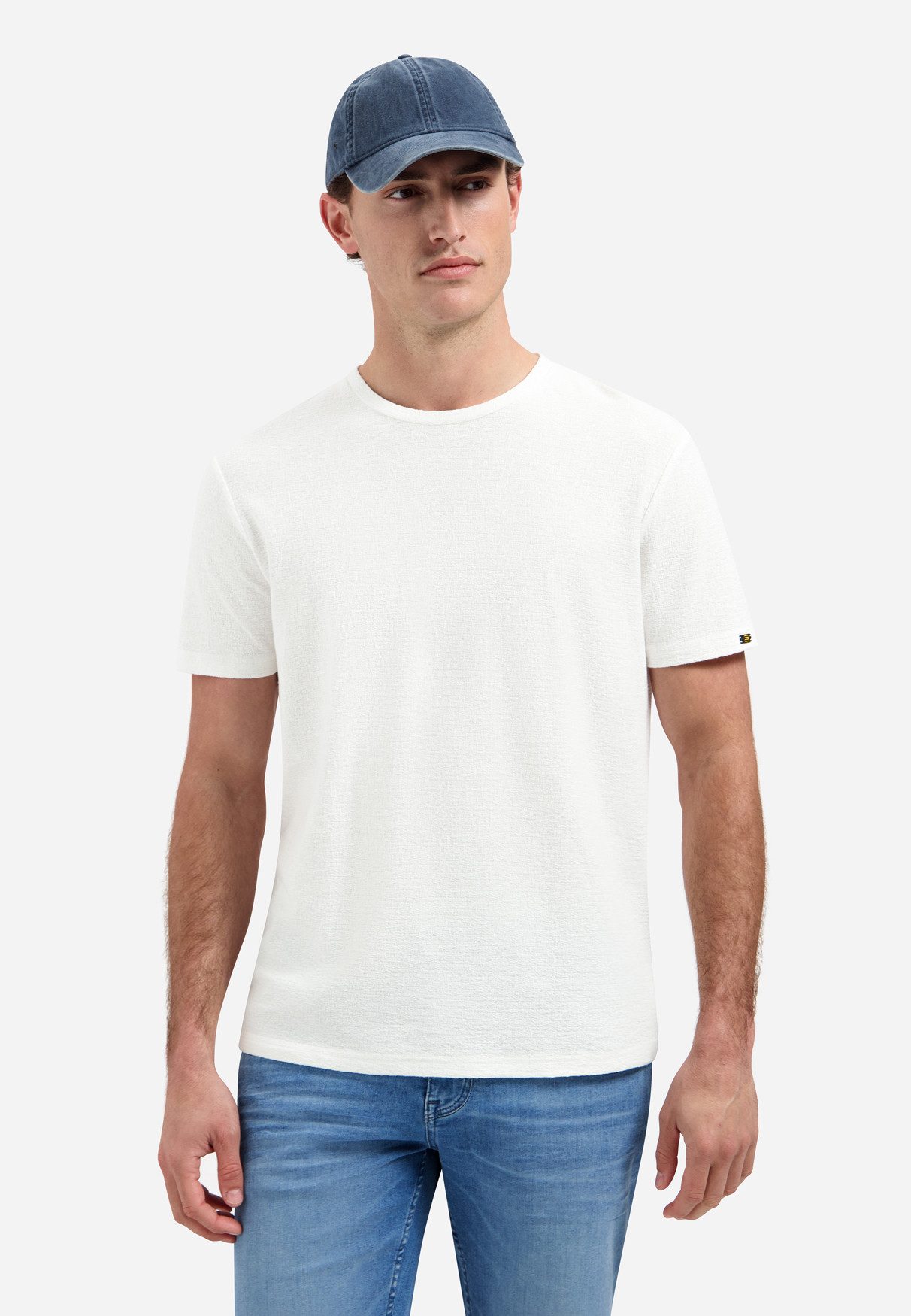 NO EXCESS Kurzarmshirt T-Shirt Crewneck Solid Jacquard - Herren T-Shirt - Basicshirt
