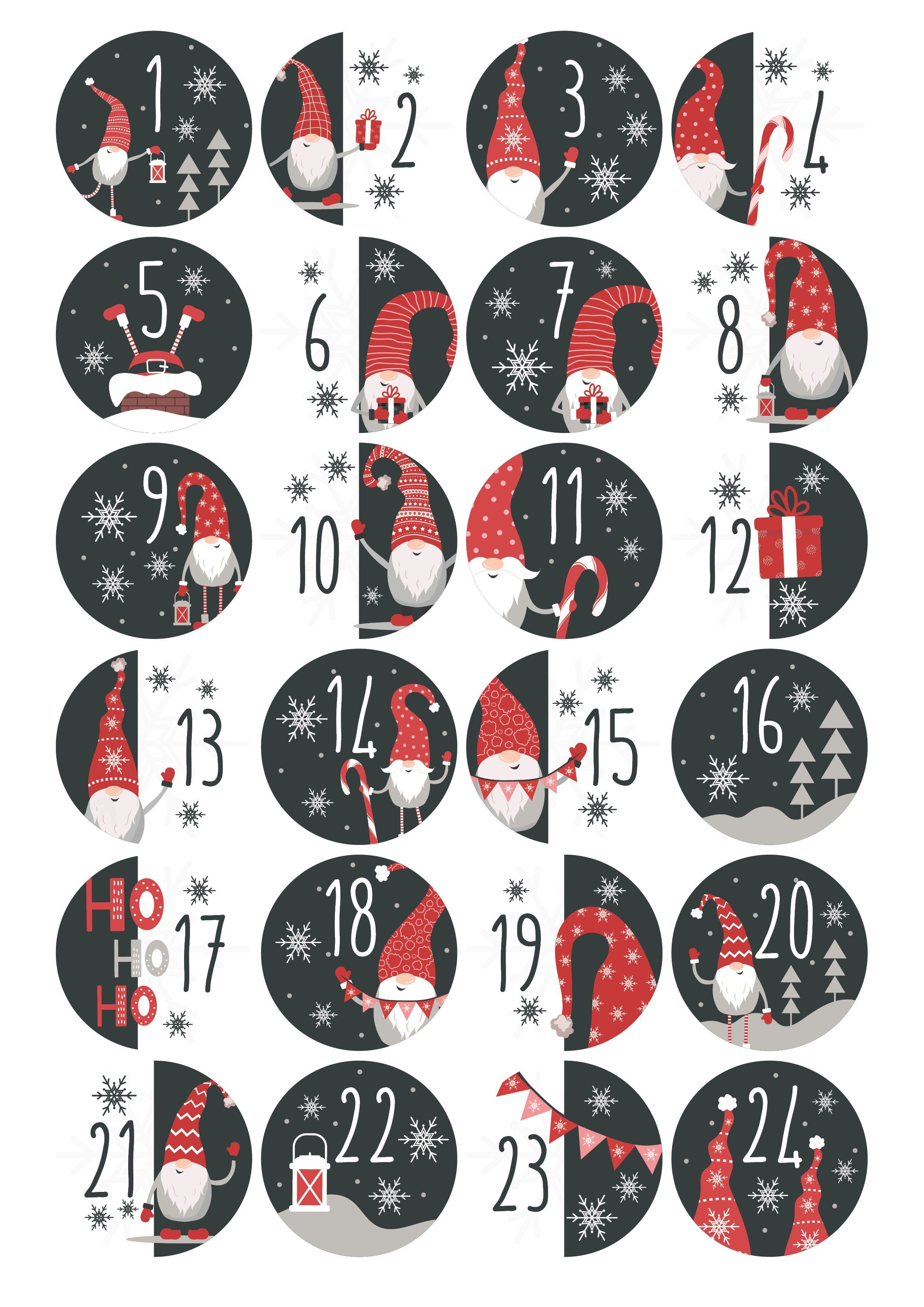 younikat Aufkleber 24 Adventskalender-Zahlen-Aufkleber