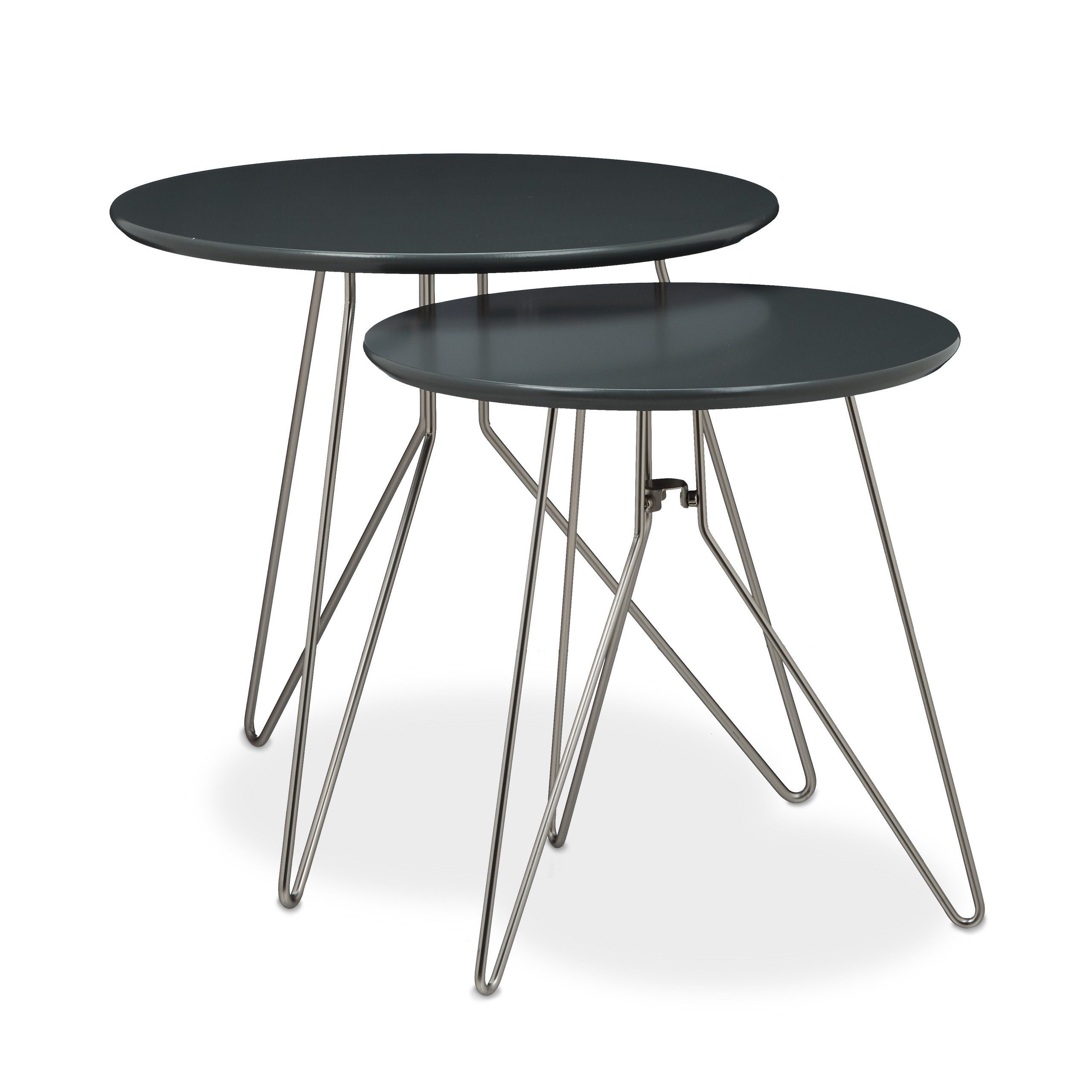 relaxdays Beistelltisch 2er Set 3 Metallbeine