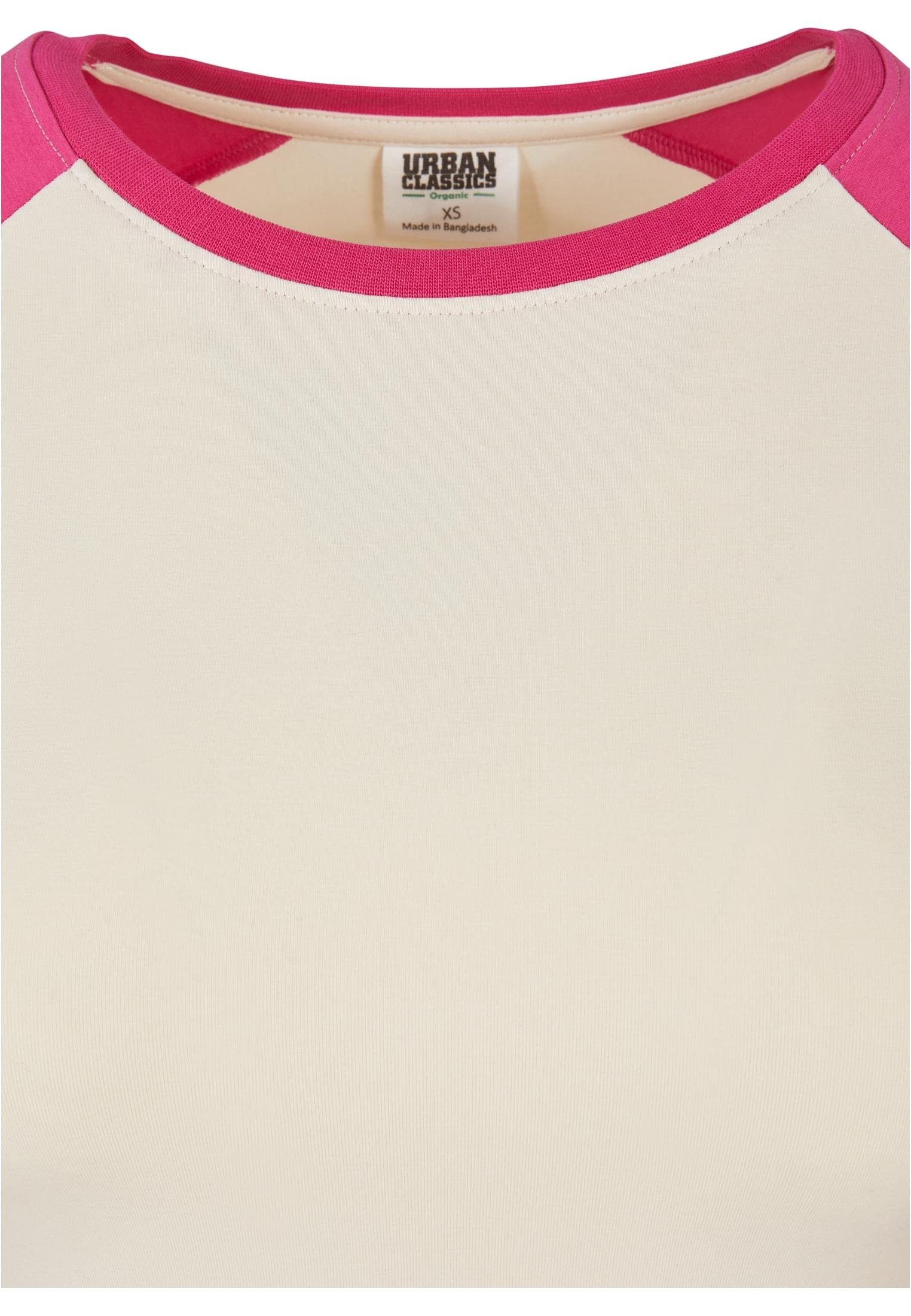 Cropped Baseball Retro whitesand/hibiskus Organic CLASSICS (1-tlg) Longsleeve Ladies Damen Langarmshirt pink URBAN