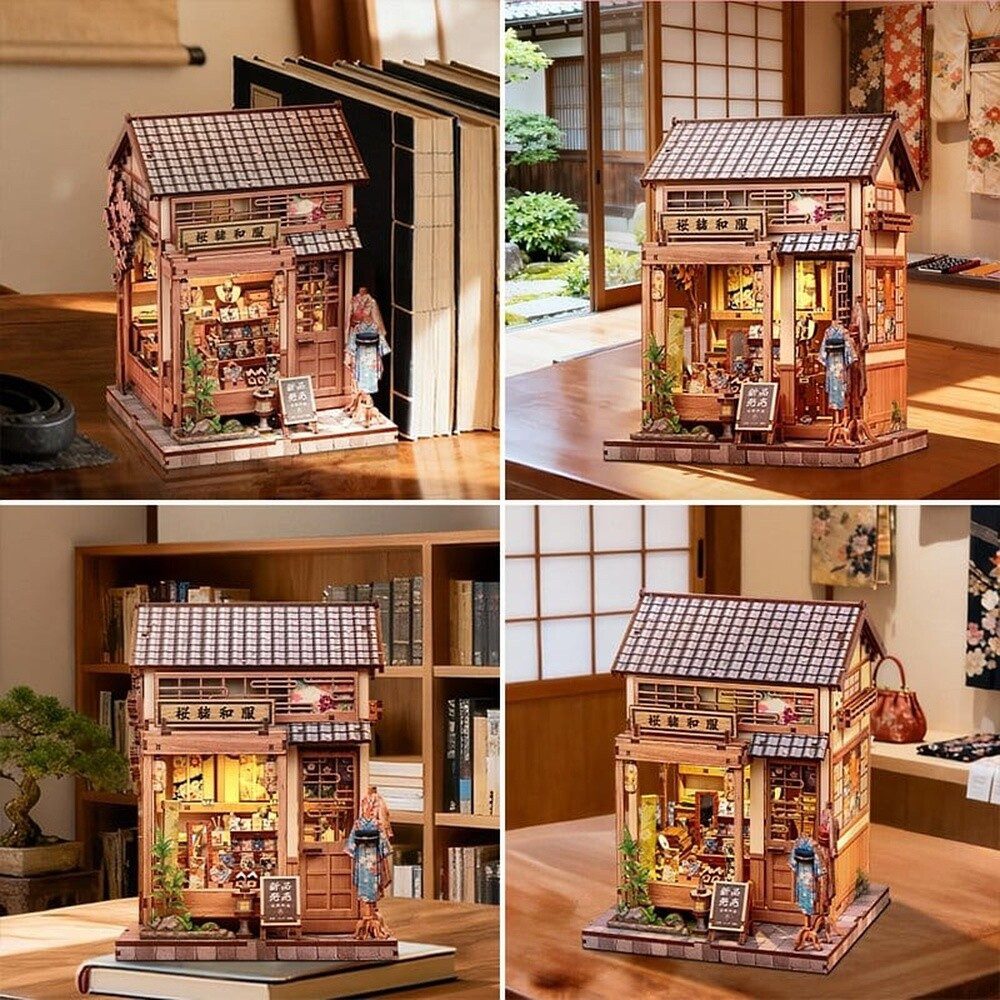 Cutebee Modellbausatz Miniature House Model Kit Sakura O Kimono Shop 19 x 14 cm
