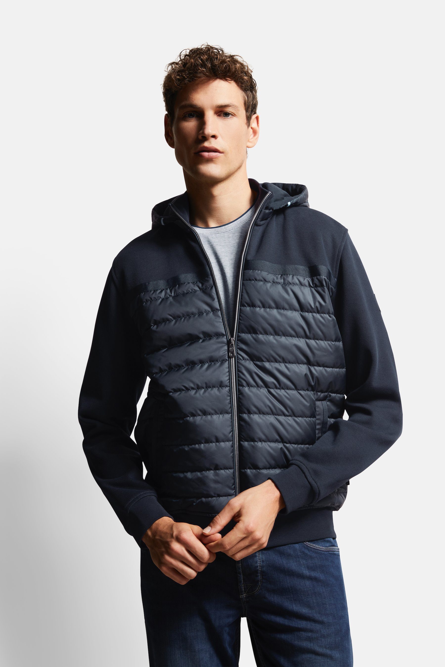 bugatti Sweatjacke mit abnehmbarer Kapuze