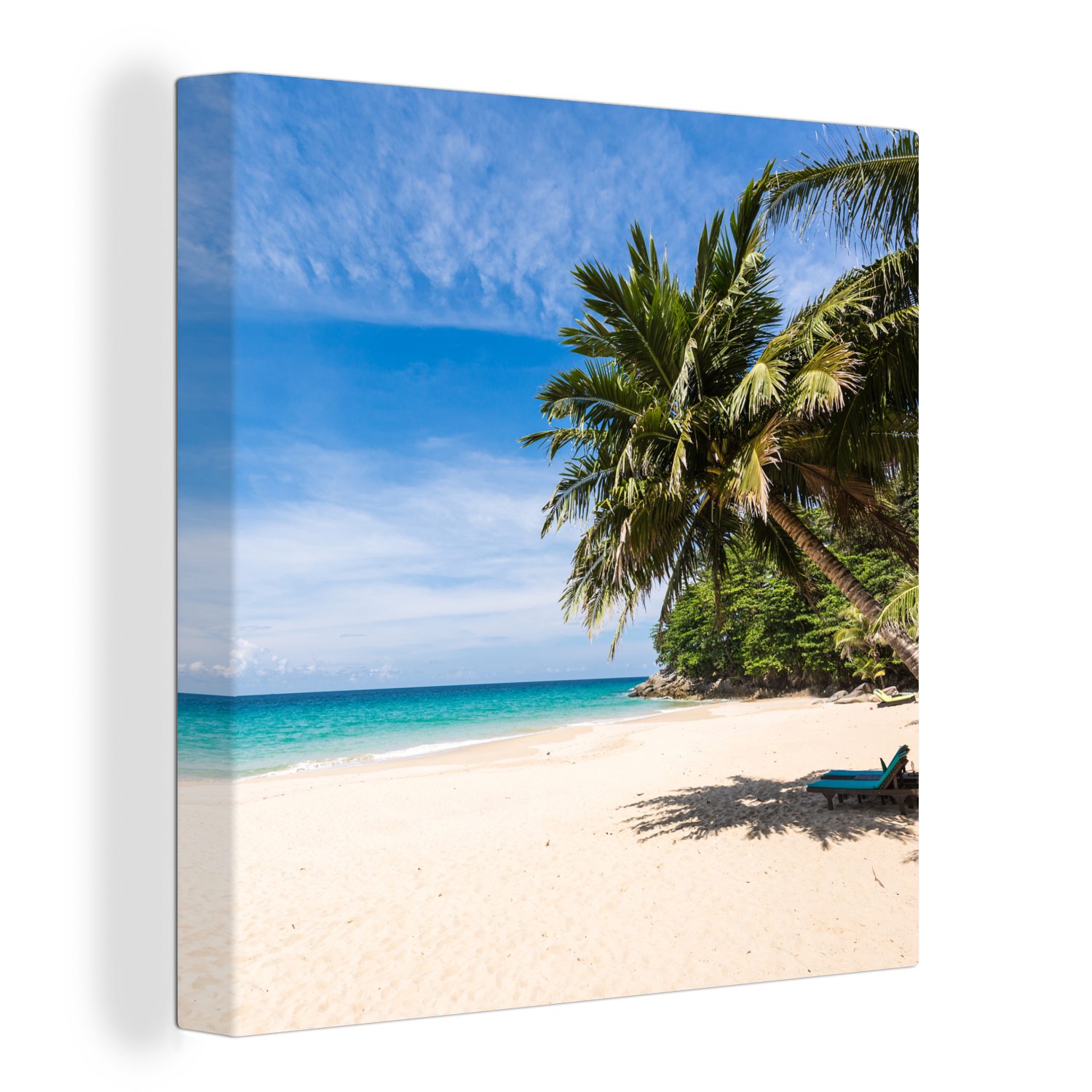 OneMillionCanvasses® Leinwandbild Strand - Tropen - Meer, (1 St), Leinwand Bilder für Wohnzimmer Schlafzimmer