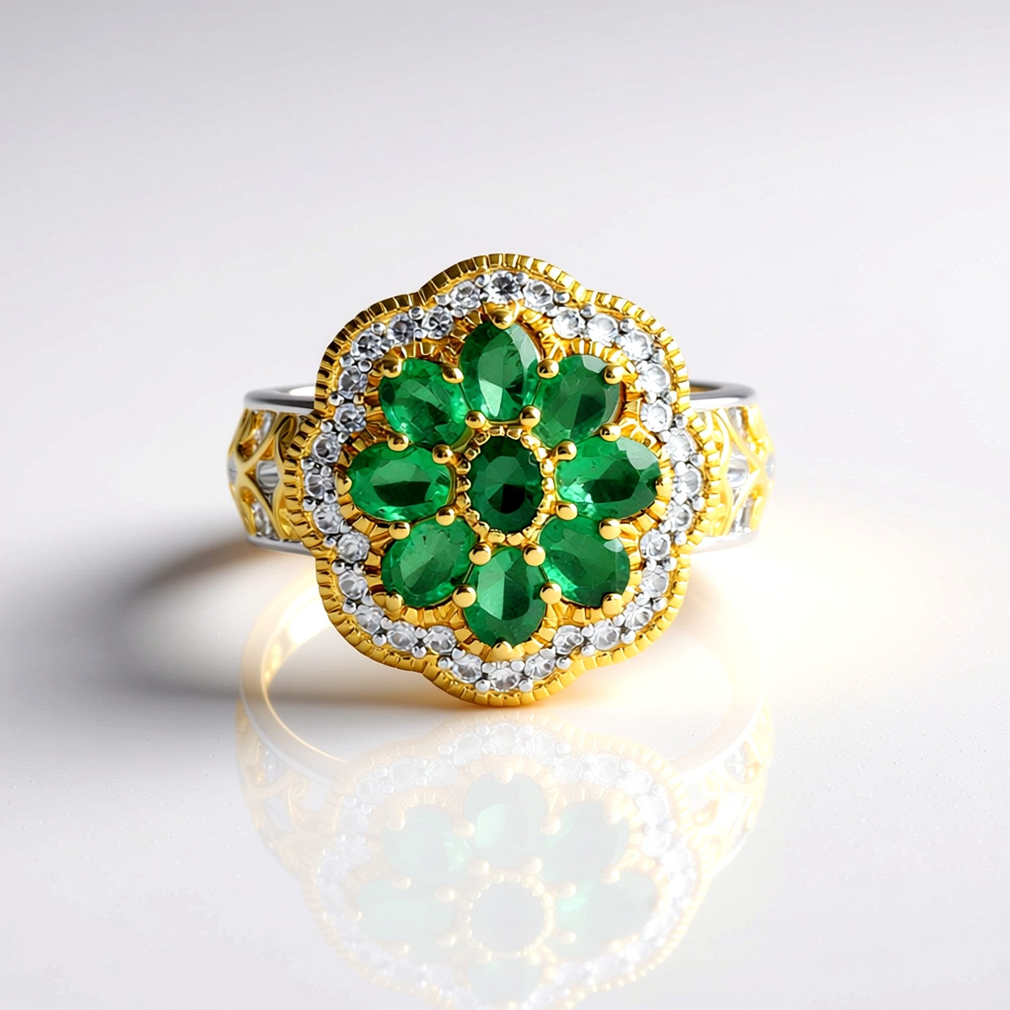 Cavill Silberring Sambia-Smaragd-Silberring (Gems en Vogue) (1-tlg)