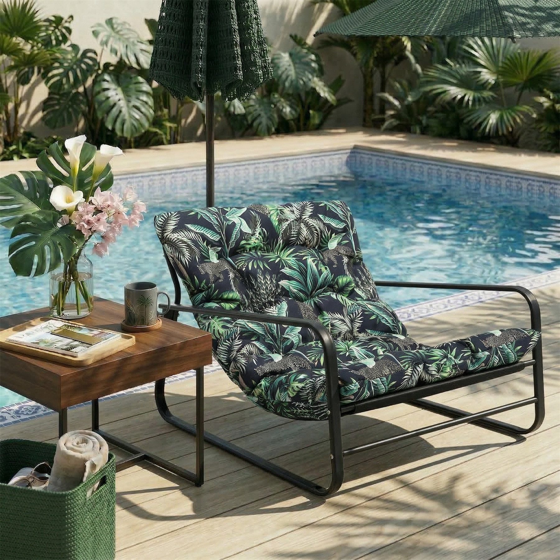 HomeMiYN Loungesessel Loungesessel Sessel Wohnzimmer Gartenliege mit Wendekissen (2er set,bestehend aus sessel mit Gepolsterten Kissen), für kinder,2 erwachsene