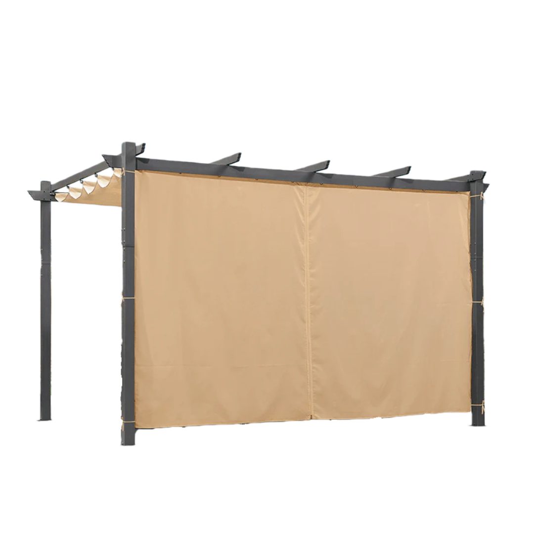 PURPLE LEAF Pergola Aluminium Pavillon mit Schiebedach und Outdoor Curtains, BxTxH: 280x400x245 cm, (Pergola mit Seitenwänden, 1×Pergola und 1 x Schiebedach), Wasserdicht und UV-beständig, Schutz der Privatsphäre