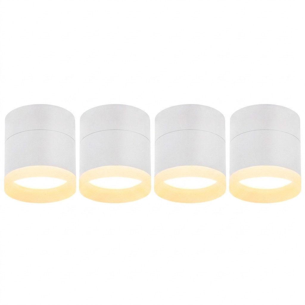 ZMH LED Deckenstrahler Weiß Rund 3000K 5W GX53 Deckenlampe Acryl Wohnzimmer 4-er Set, LED fest integriert, Warmweiß