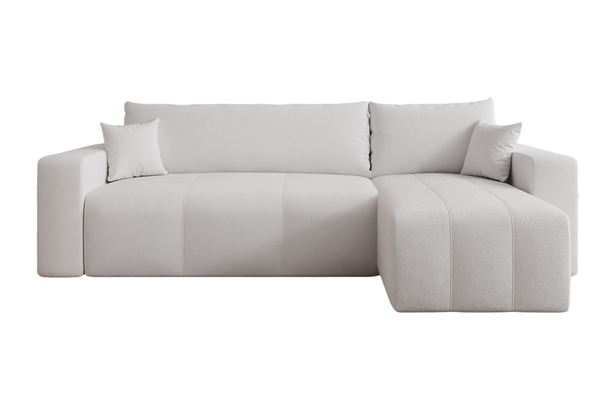 thematys Ecksofa mit Schlaffunktion und Bettkasten, L-Form, Velours + 2 Kissen, 244 x 145cm - Luxus Couch mit Bettfunktion mit Bonnellfedern