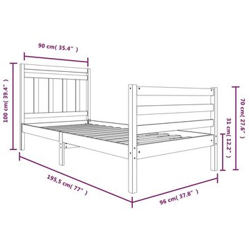 vidaXL Bett Massivholzbett 90x190 cm