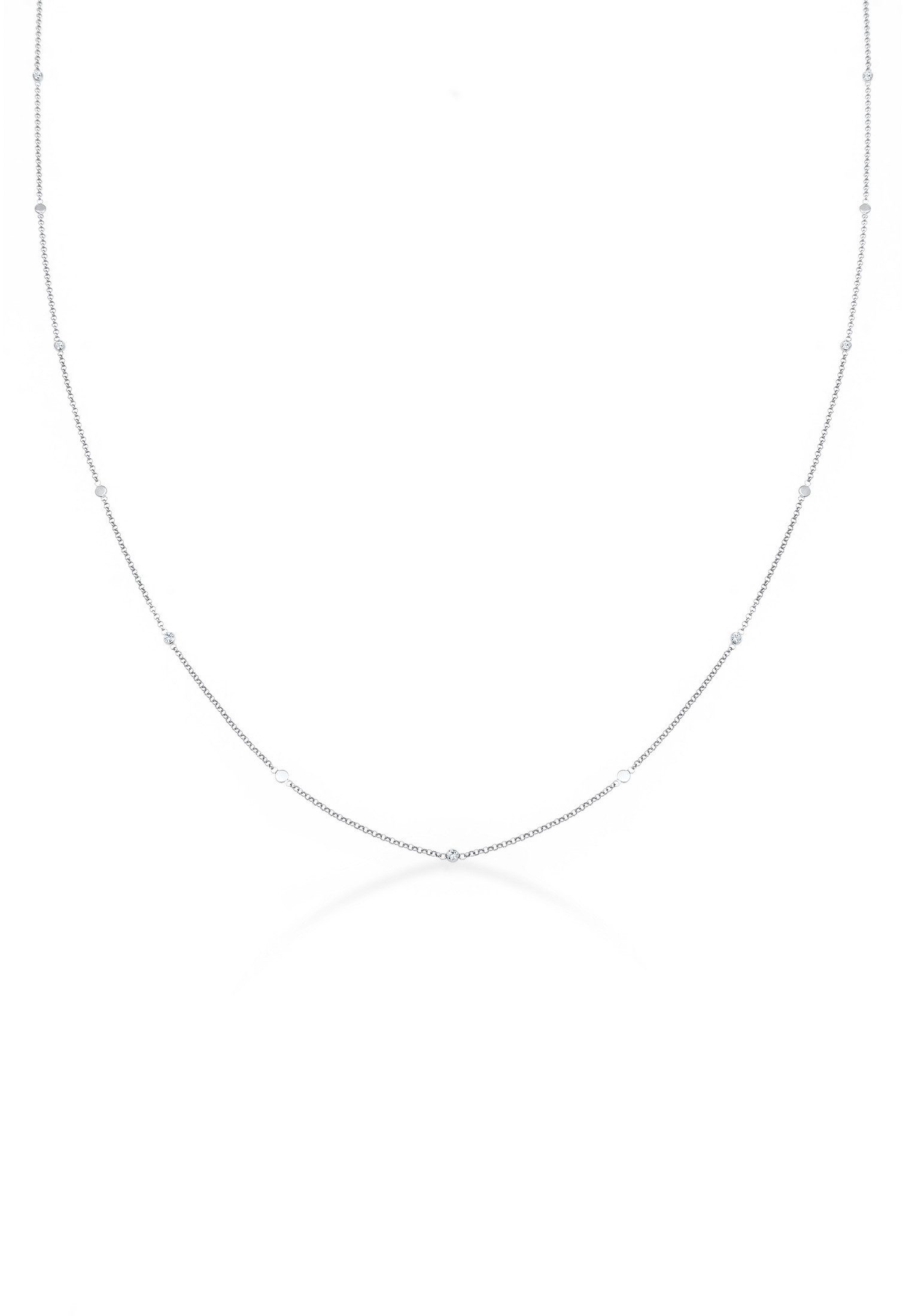 Kette mit Anhänger Plättchen Modisch 925 Silber, mit Kristallen von Swarovski®