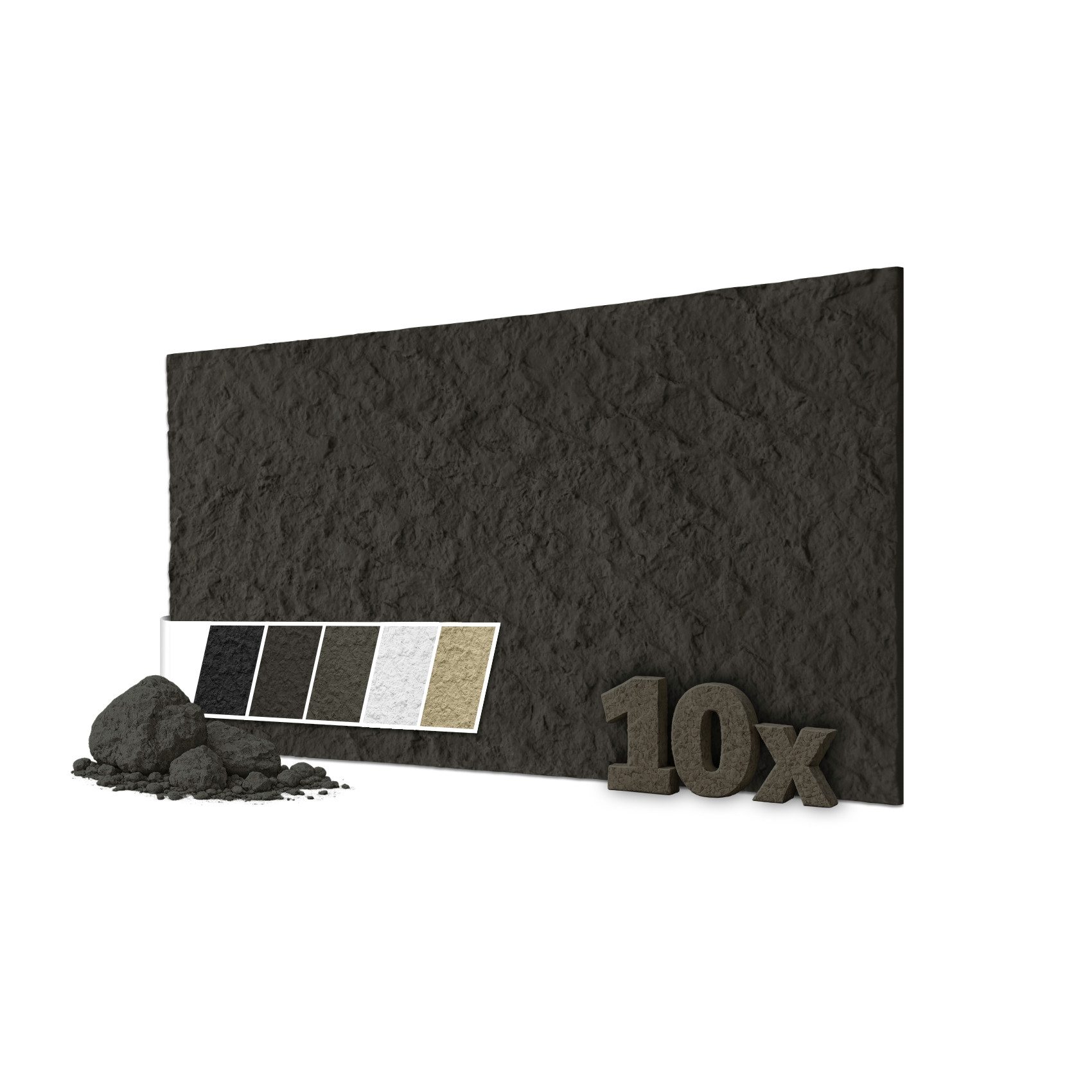 Hexim 3D Wandpaneel, (Steinoptik 10 Stück 120x60cm – Felswand PU Wandverkleidung, Täuschend echte Bruchstein 3D Paneele für Wohnzimmer – 2cm starke Steinplatte schwarz (7,2m² Light Black)