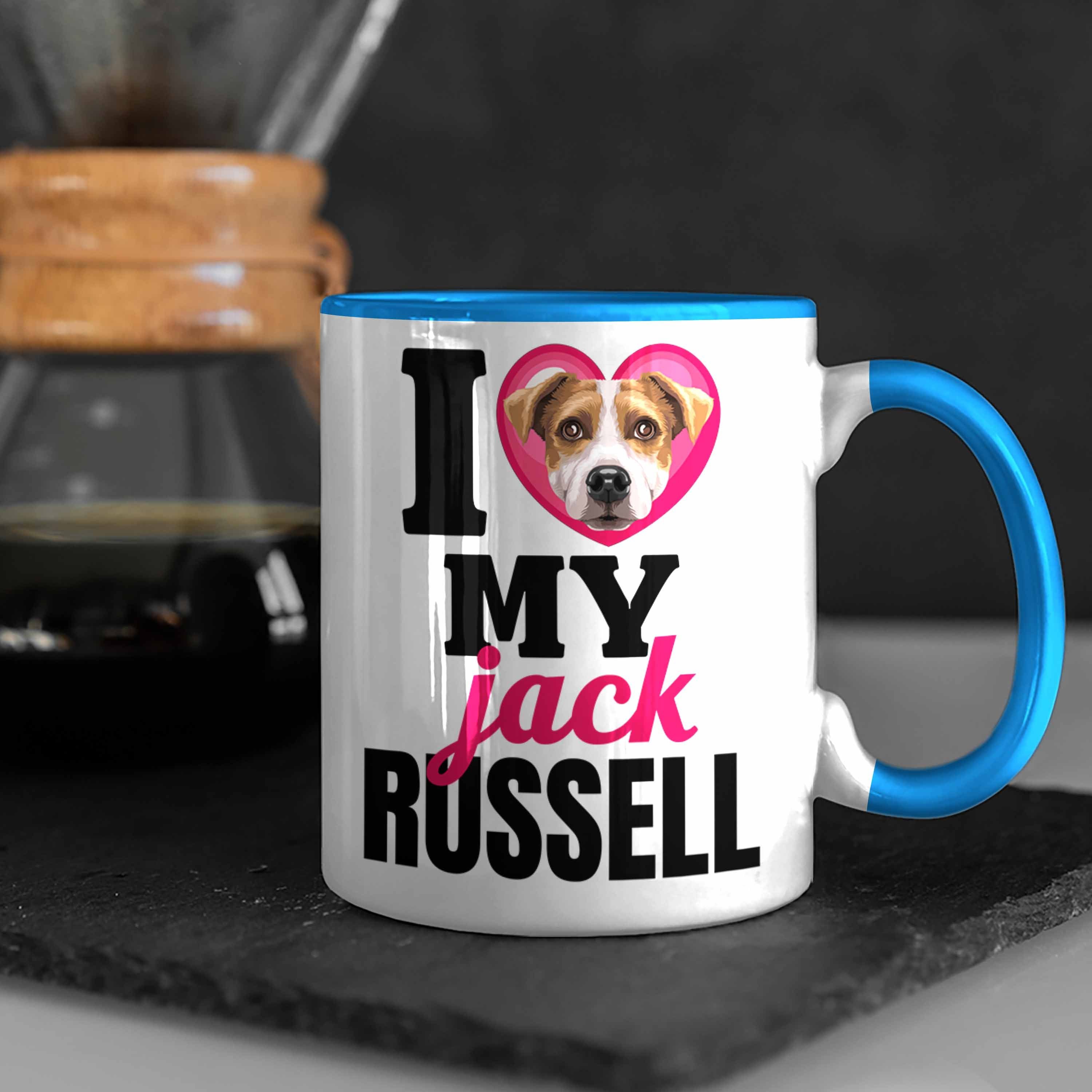 Trendation Tasse Jack Russell Besitzerin Blau Spruch Lustiger Geschenk Geschenkidee Tasse I