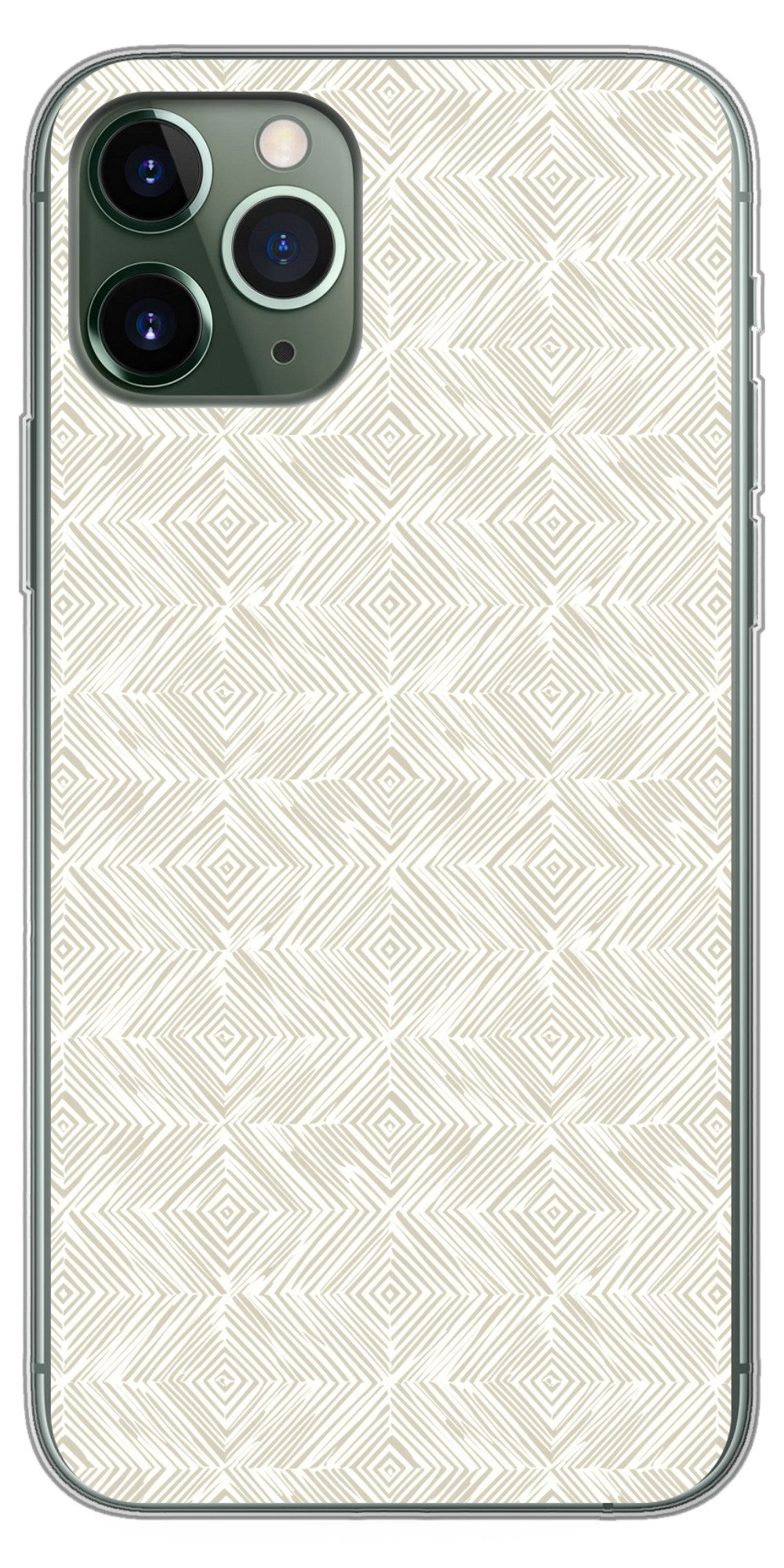 MuchoWow Handyhülle für Apple iPhone 11 Pro Abstrakt - Diamanten - Beige, Smartphone-Bumper, Print, Handy Schutzhülle Dünn