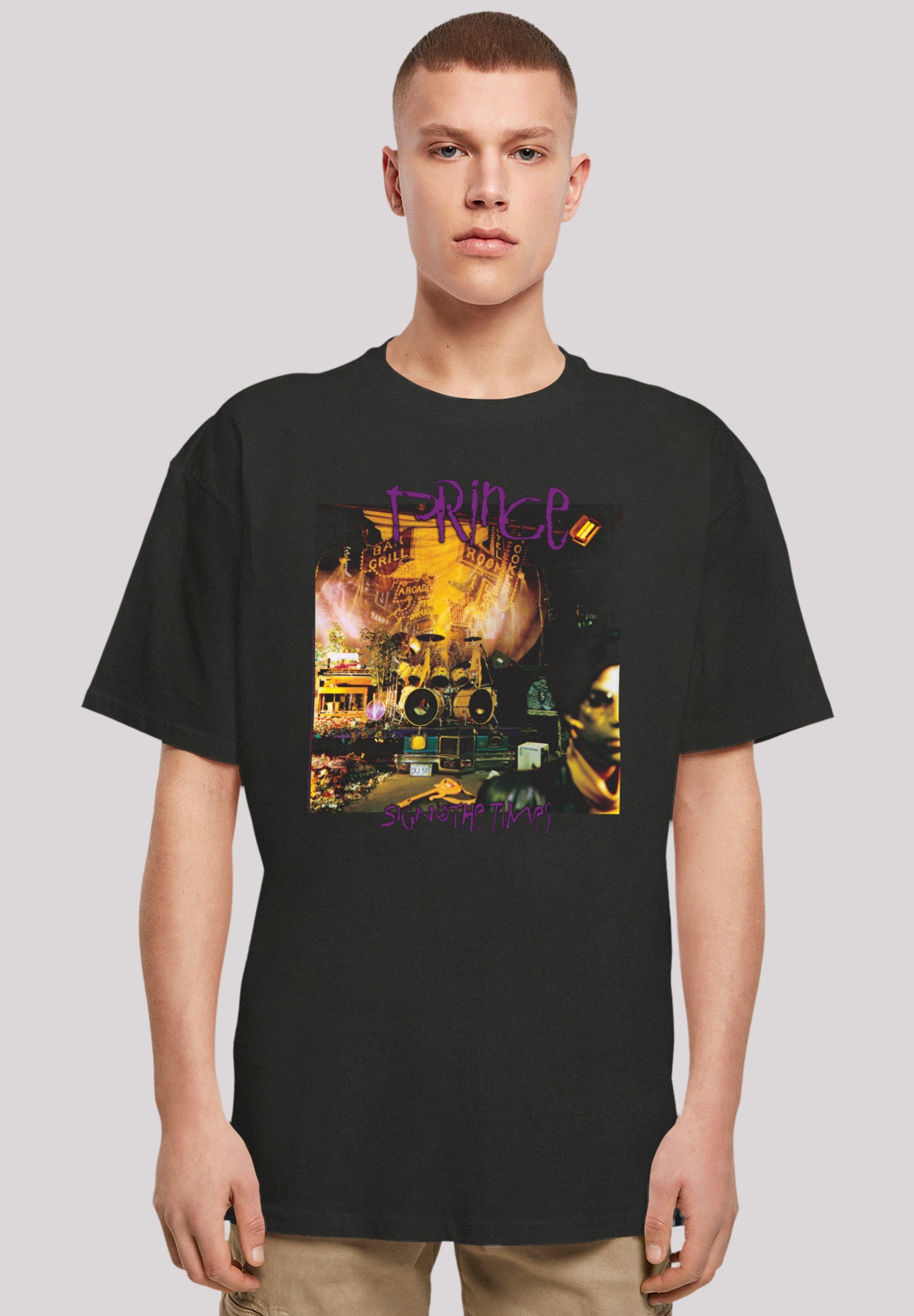 F4NT4STIC T-Shirt überschnittene Band, Passform The Qualität, und Premium Rock-Musik, Schultern Musik Weite Sign Prince Times O
