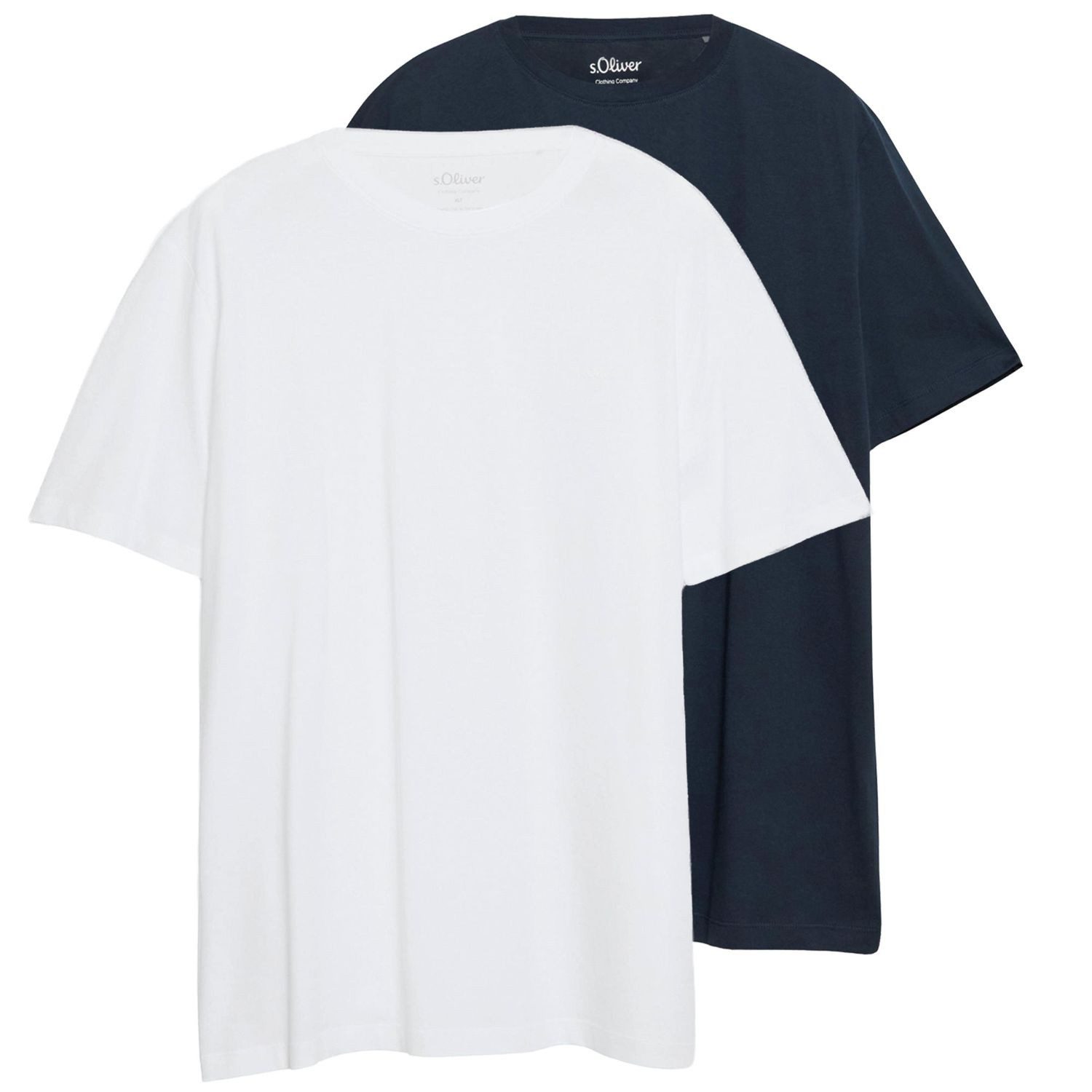 s.Oliver T-Shirt (Set) mit Label-Print und lang geschnitten im 2er SPARPACK