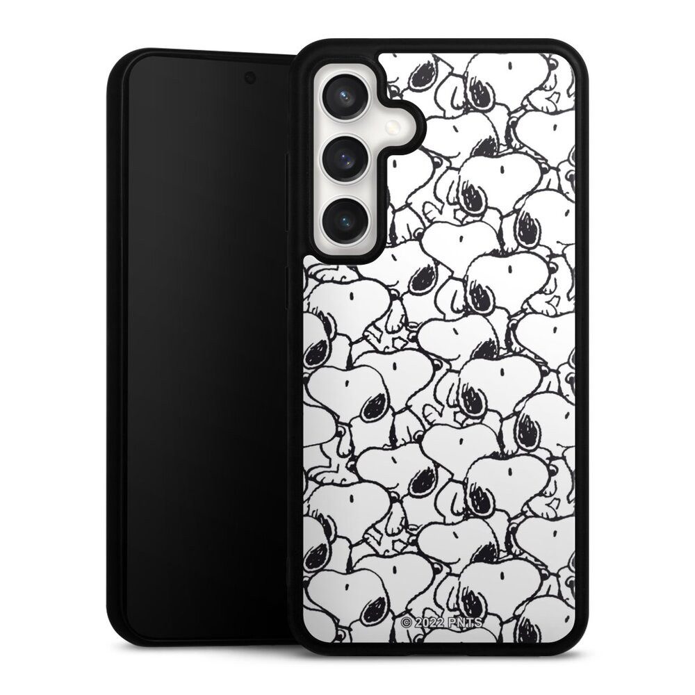 DeinDesign Handyhülle Snoopy Muster Peanuts Snoopy Pattern Black And White, Samsung Galaxy S24 FE 5G Gallery Case Glas Hülle