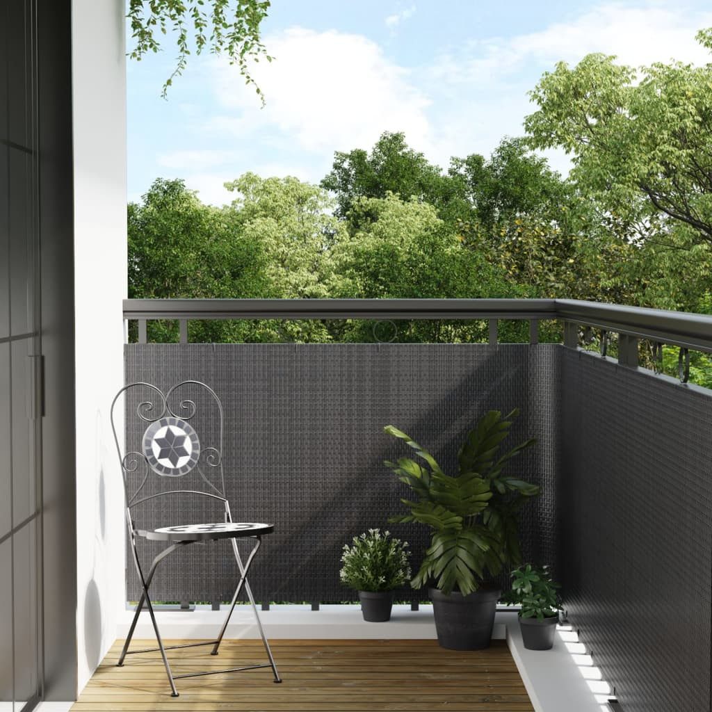 vidaXL Gartenzaun Balkon-Sichtschutz Anthrazit 500x80 cm Poly Rattan, (1-St)