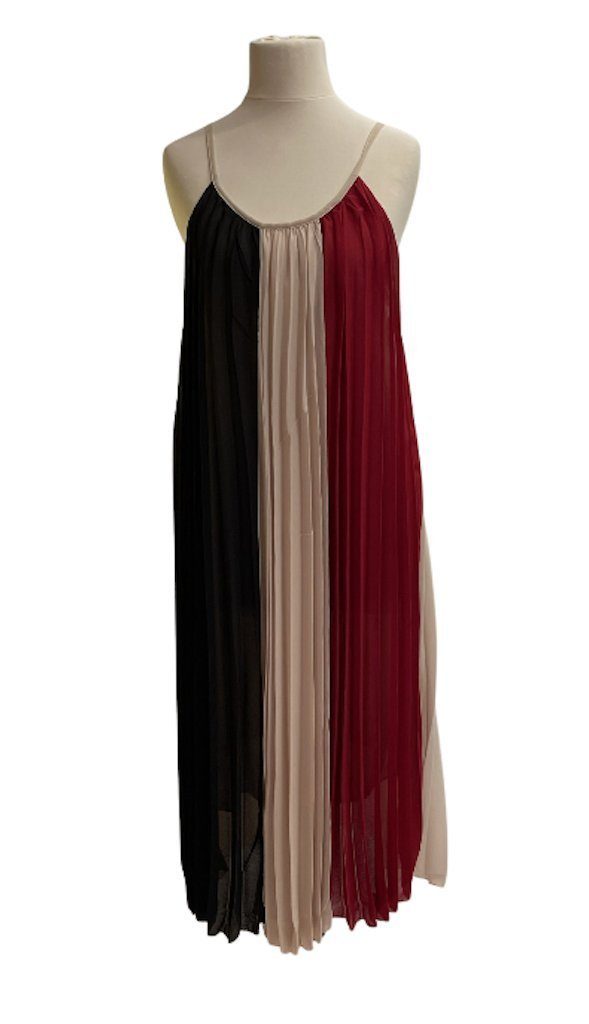 Trägerkleid BZNA Rot Plissee Sommerkleid Gürtel mit