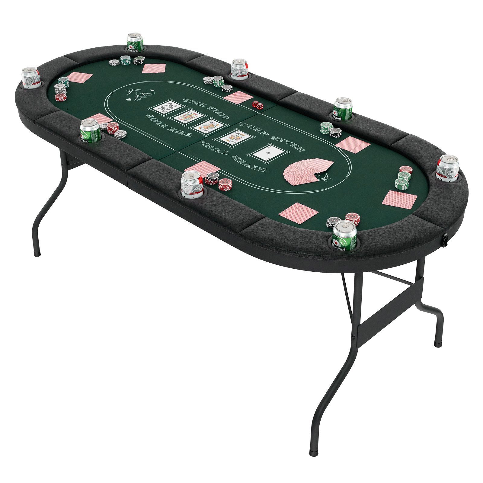 COSTWAY Spieltisch, Pokertisch, klappbar 182 x 82 x 75 cm für 8 Spieler günstig online kaufen