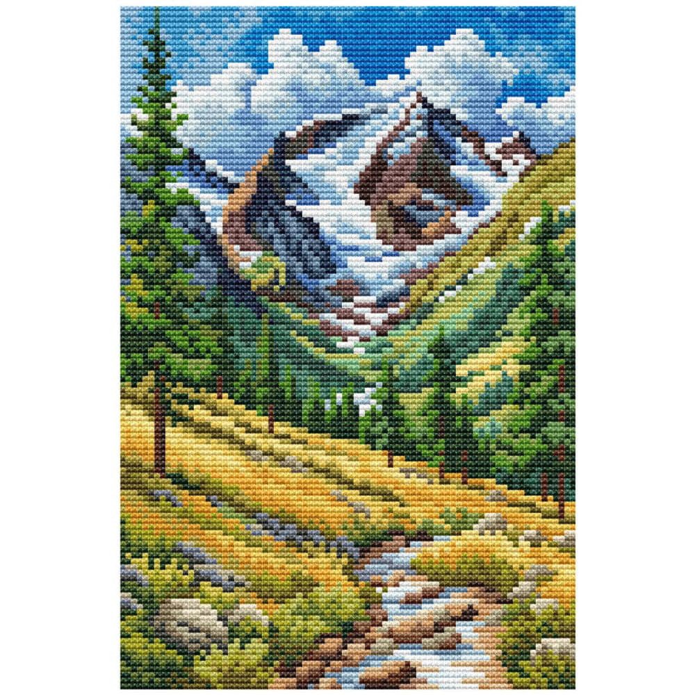 Collection D'art Kreativset CDA Kreuzstich Stickpackung "Bergpfad", Zählmuster, 14,5x22cm, (embroidery kit by Marussia)