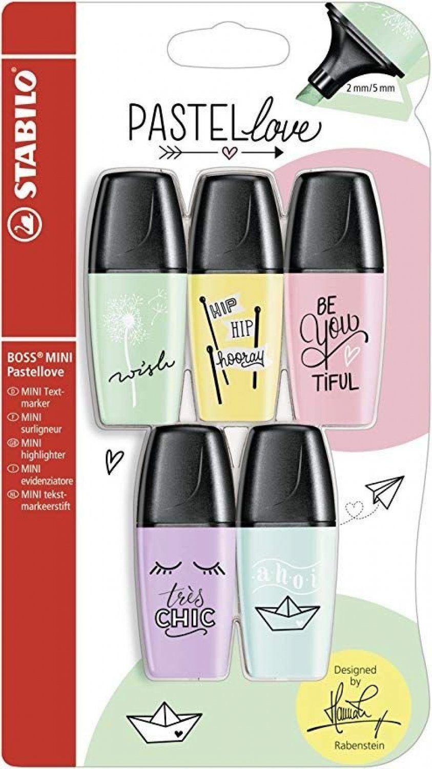 Eingabestift BOSS MINI Pastellove NEON - 5er Pack Textmarker Textsurfer Bro Stift
