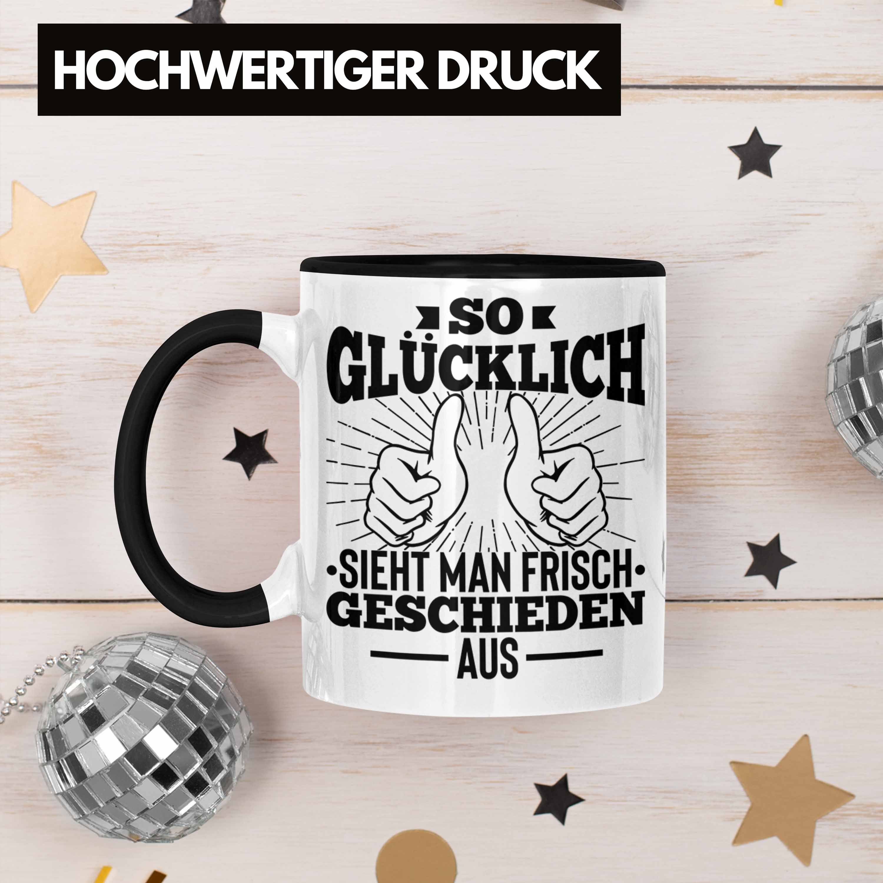 Trendation Tasse Scheidung - Schwarz Glücklich Lustig Tasse Trendation Geschenkidee Scheidung