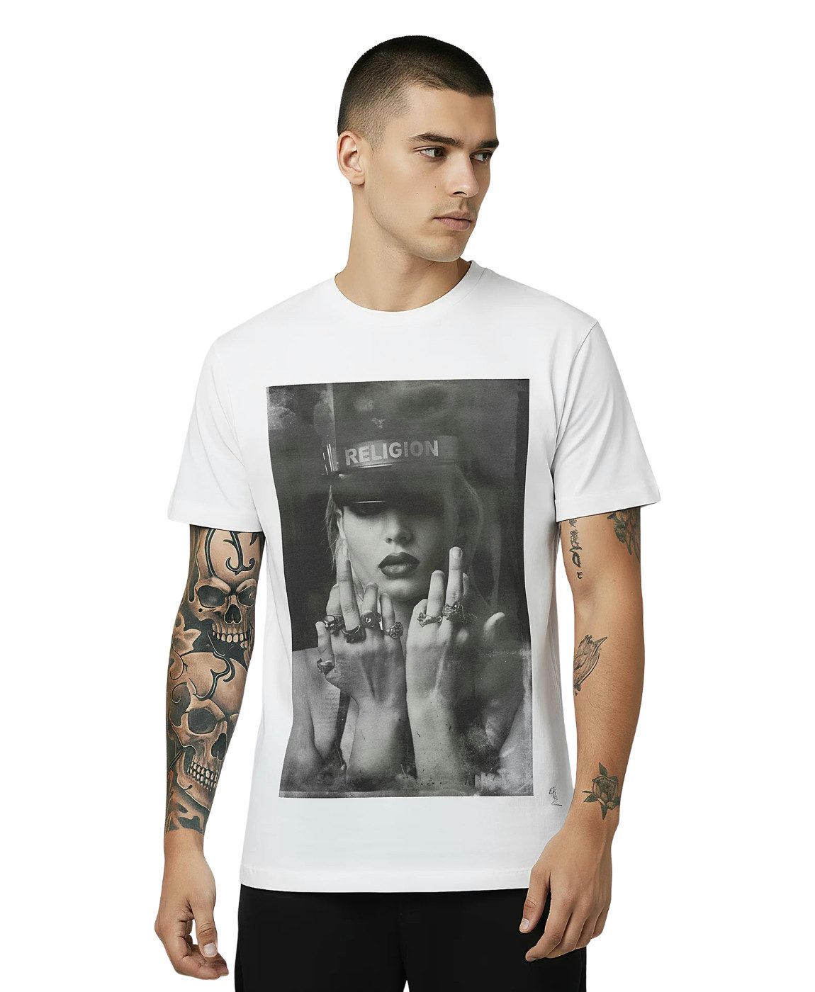 Religion T-Shirt RELIGION Clothing Herren T-Shirt SALUTE-Weiss-S