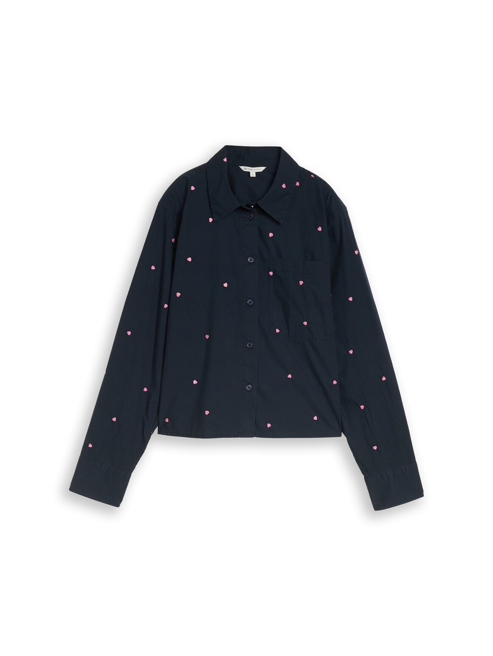 TOM TAILOR Denim Langarmbluse Blusen & Shirts Boxy Fit Hemdbluse mit Herz-S günstig online kaufen