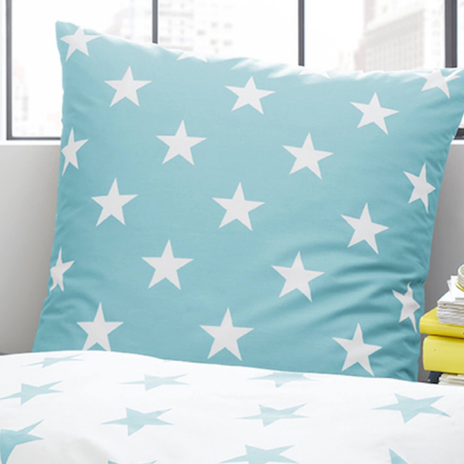 Trend Bettwäsche Sterne Türkis, Perkal, 2 teilig, Himmel, Stars