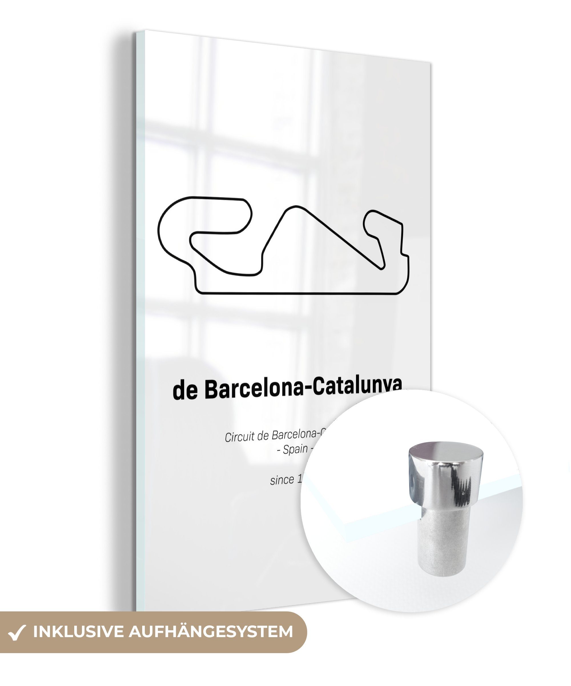 MuchoWow Acrylglasbild Formel 1 - Barcelona - Rennstrecke, (1 St), Glasbilder - Bilder auf Glas Wandbild - Foto auf Glas - Wanddekoration