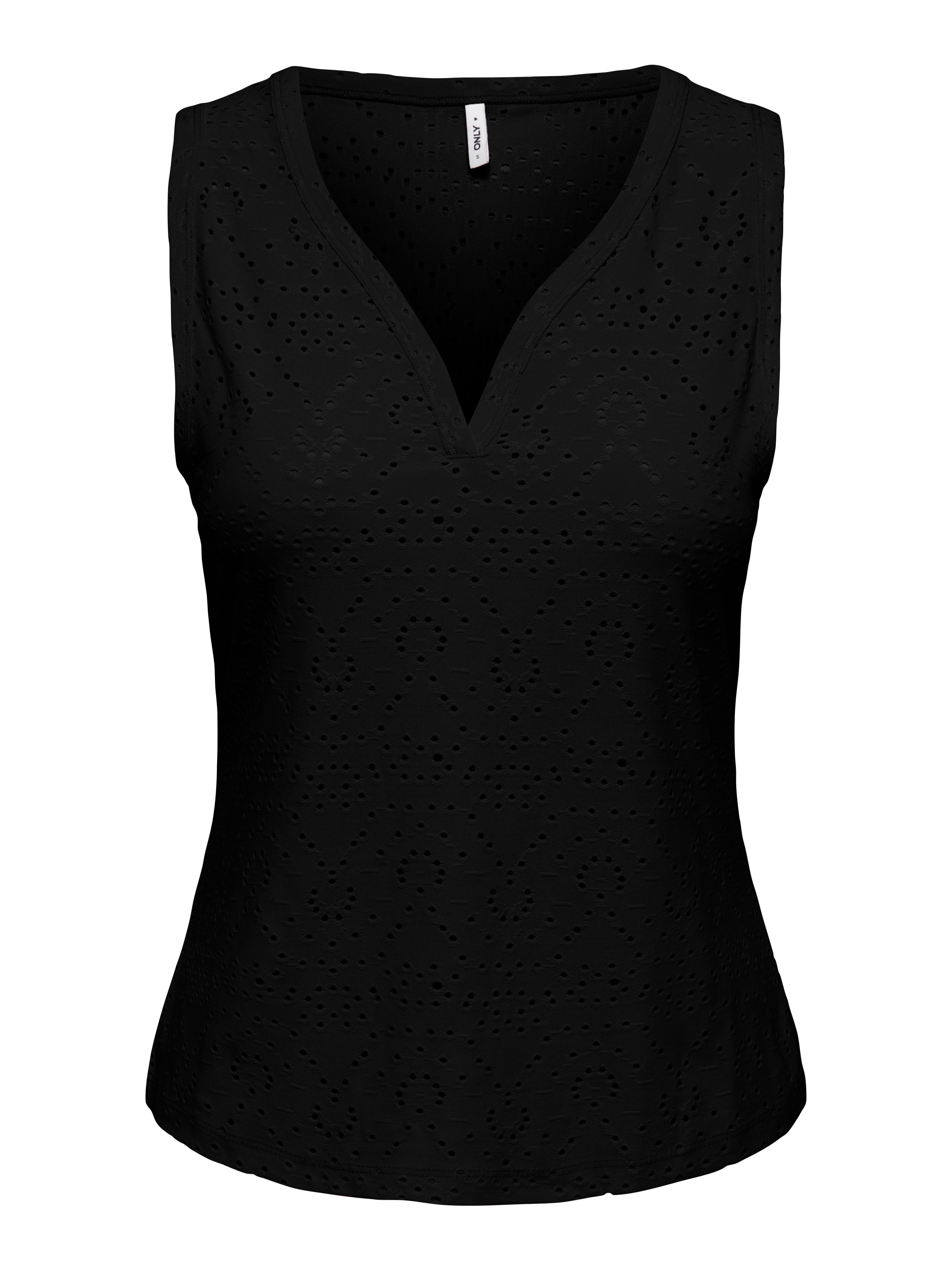 ONLY Spitzentop ONLSMILLA S/L V-NECK TOP JRS Materialmix, regular fit, V-Ausschnitt