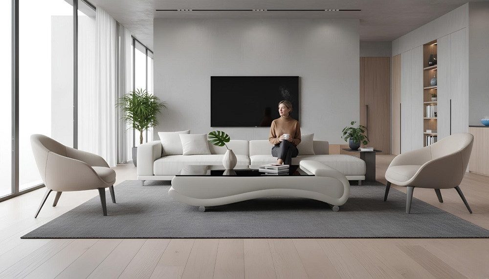 Xlmoebel Couchtisch Moderner Leder-Beistelltisch mit Glasplatte für die Couch Sofort (Couchtisch), Hergestellt in Europa