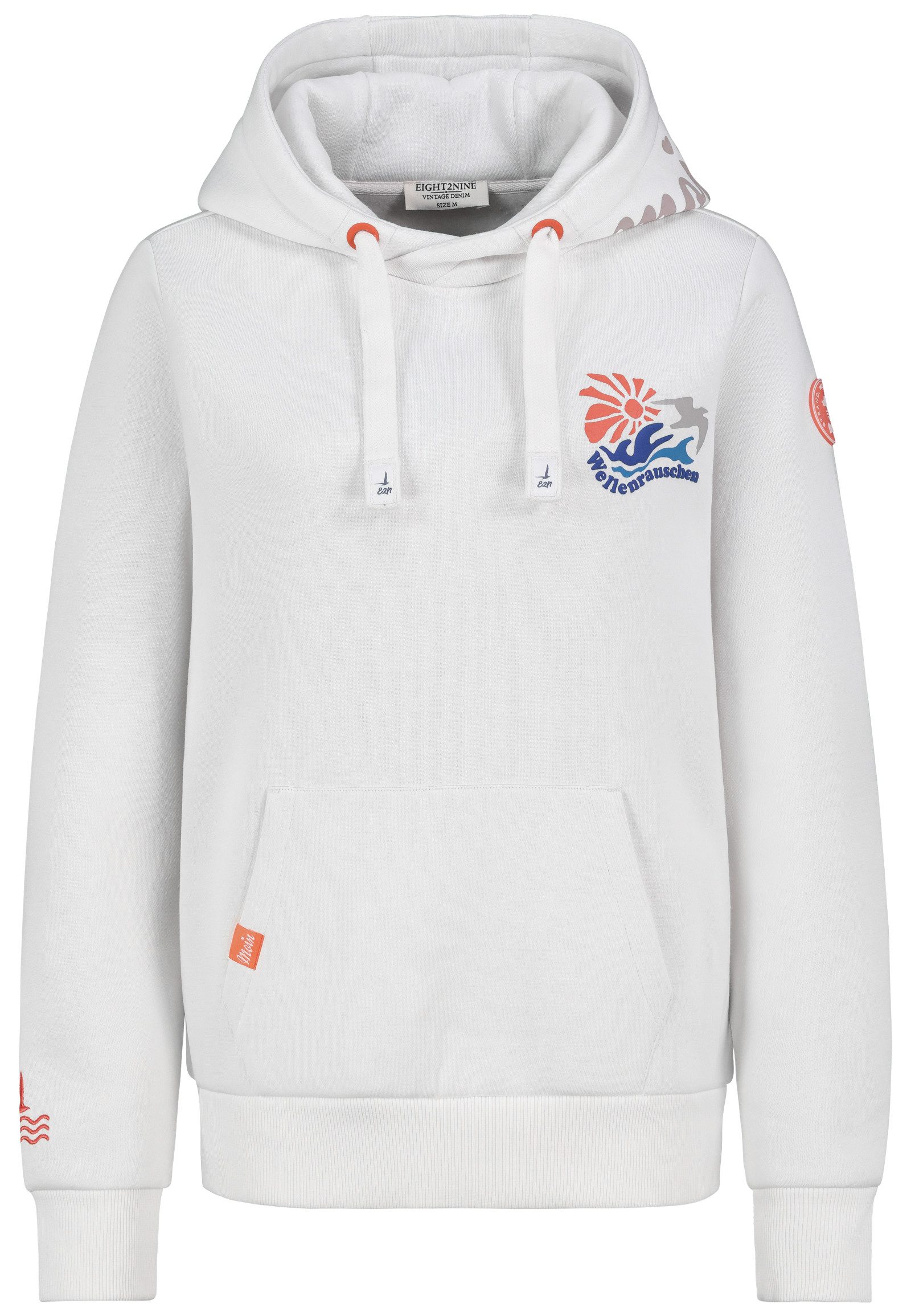 Eight2Nine Kapuzenpullover Damen Hoodie mit Küstenprint günstig online kaufen