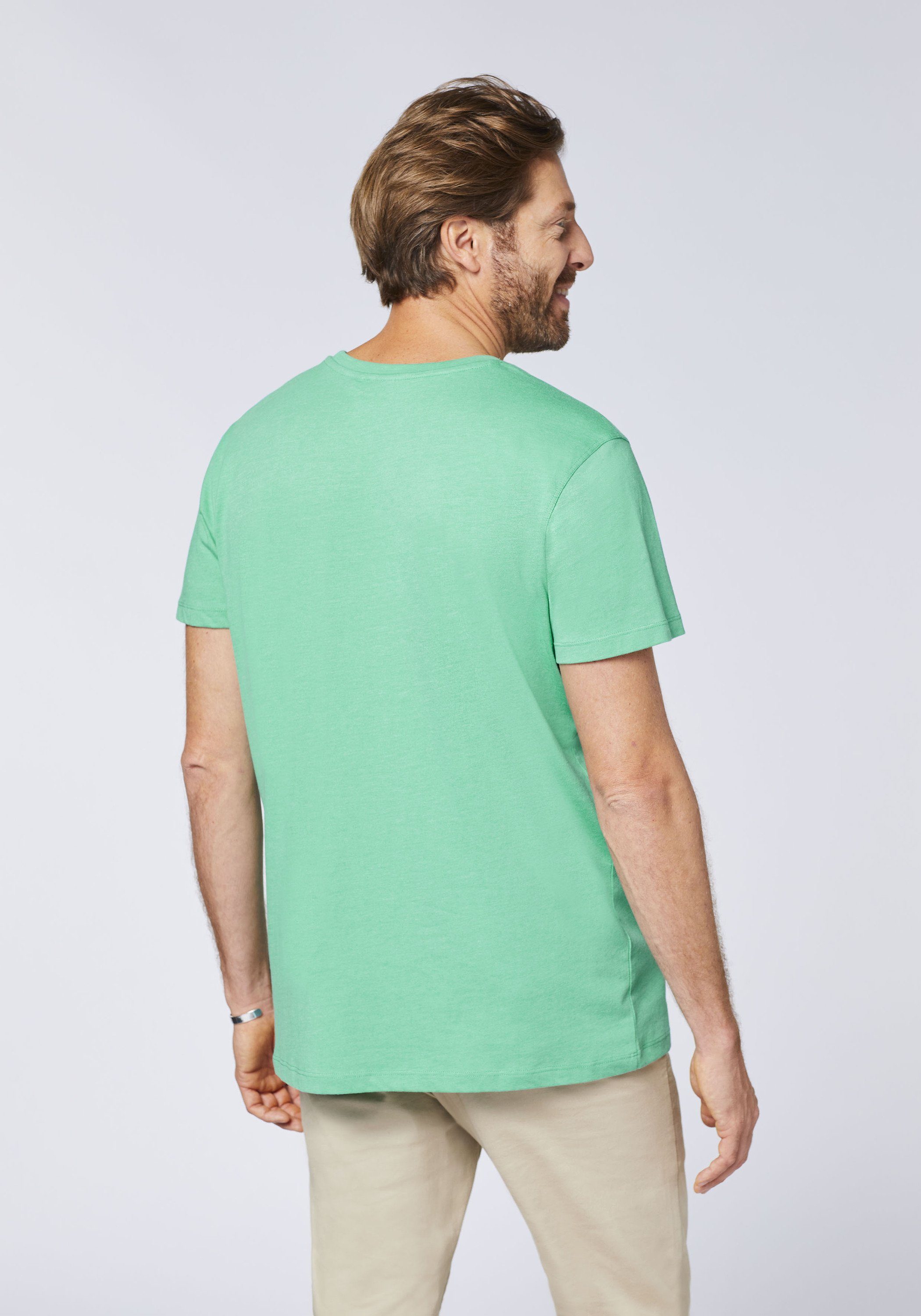 mit Polo 16-5721 Marine Print-Shirt Logo-Schriftzug Green Sylt